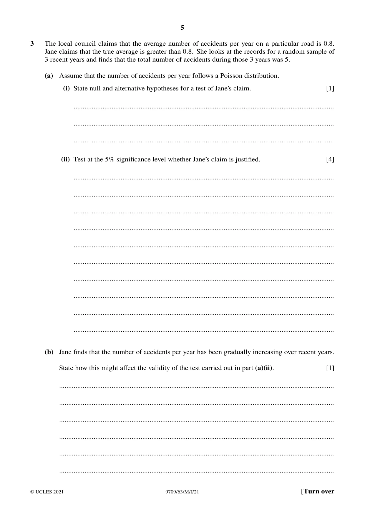 Cambridge A Level Mathematics 9709 2021 May/June Paper 6 · Variant 3 question paper, page 5 of 16