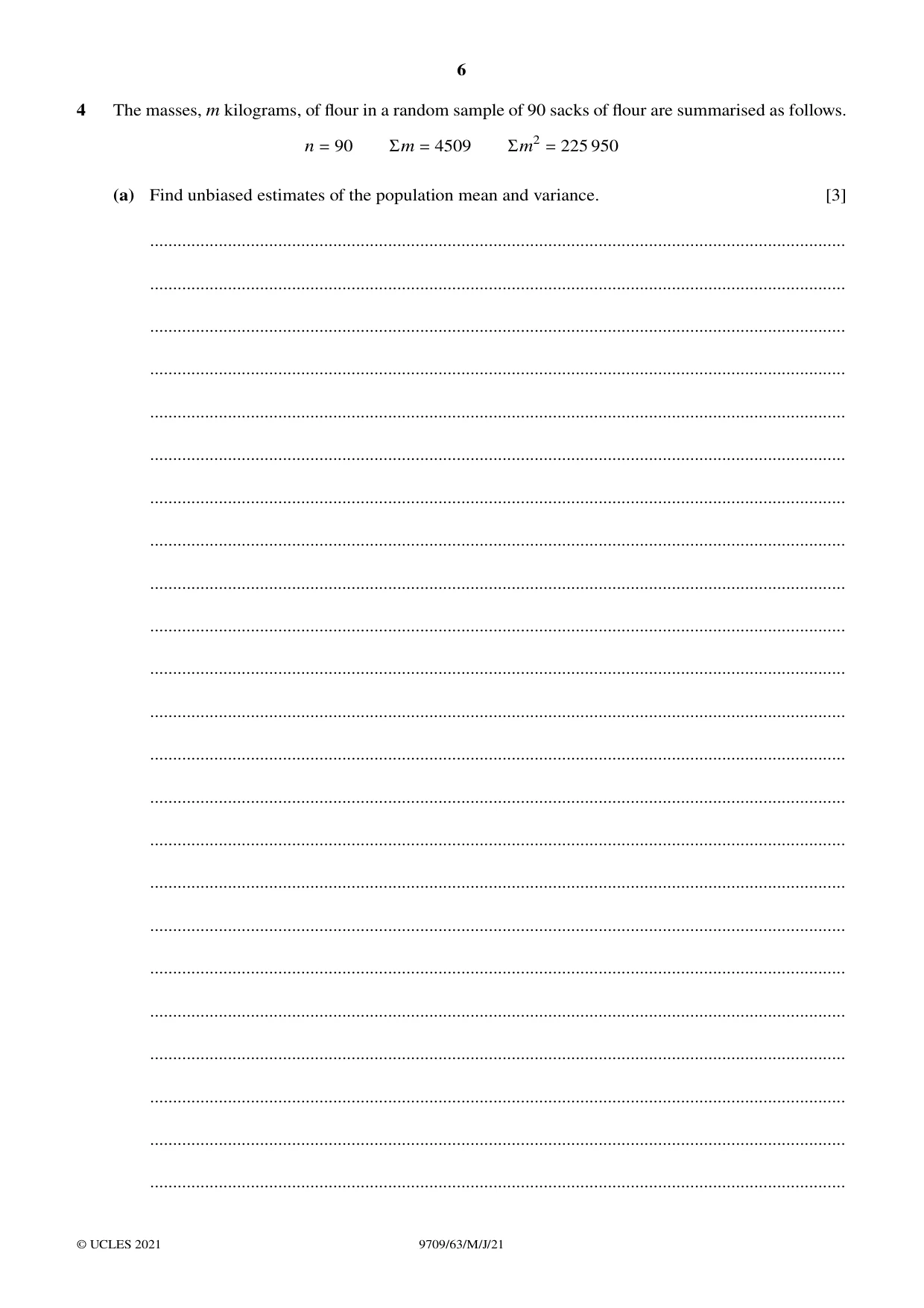 Cambridge A Level Mathematics 9709 2021 May/June Paper 6 · Variant 3 question paper, page 6 of 16