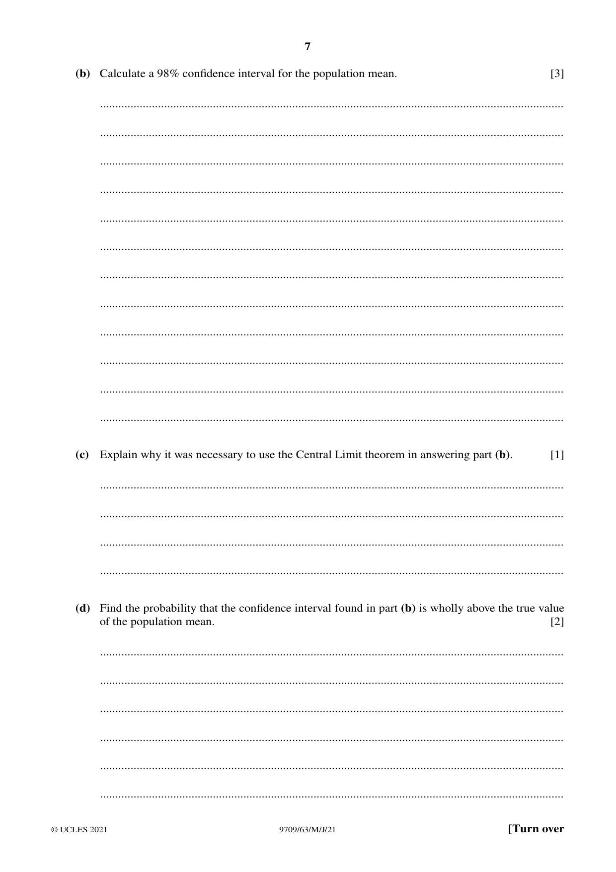 Cambridge A Level Mathematics 9709 2021 May/June Paper 6 · Variant 3 question paper, page 7 of 16