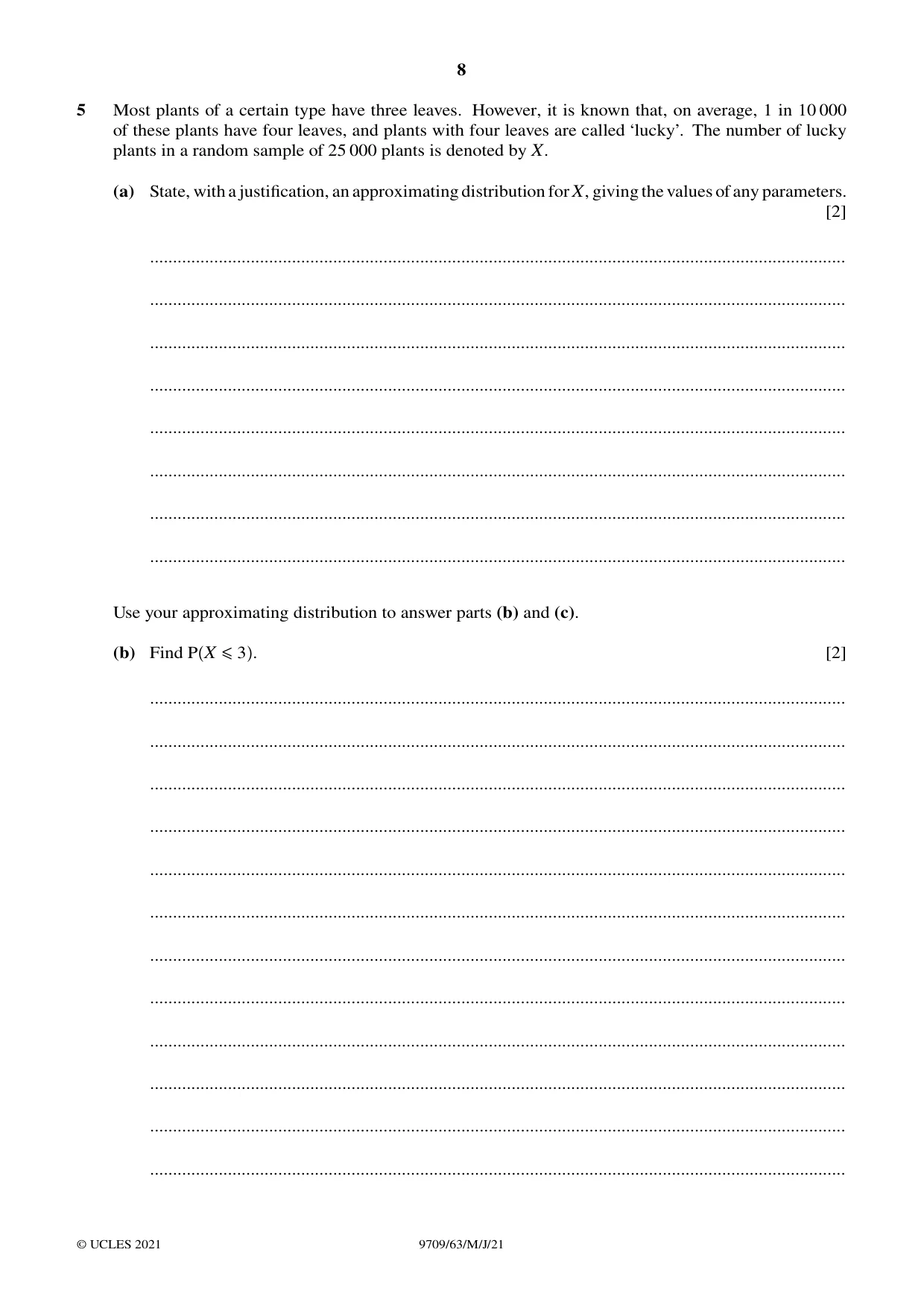 Cambridge A Level Mathematics 9709 2021 May/June Paper 6 · Variant 3 question paper, page 8 of 16