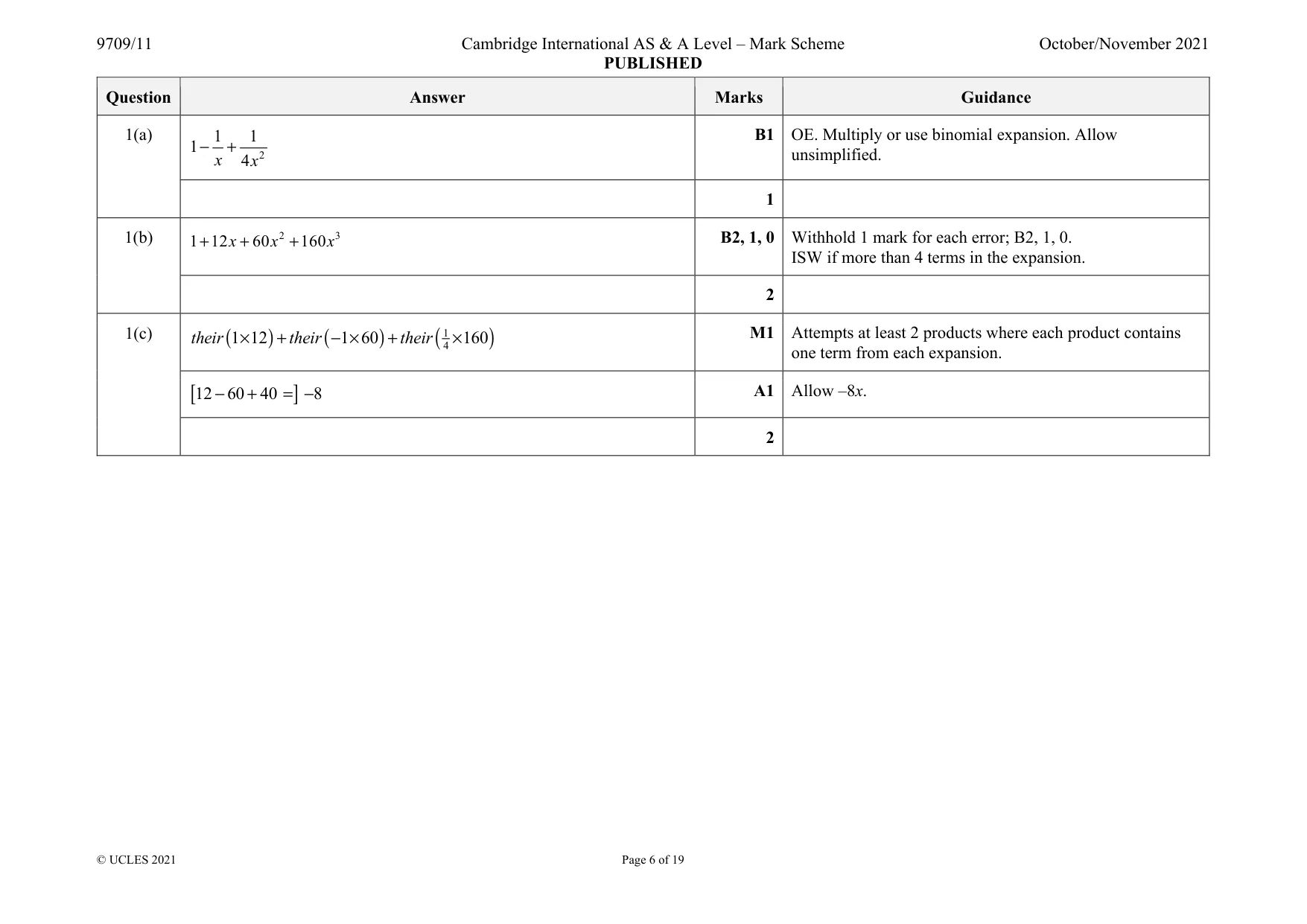 Mark scheme, page 6 of 19