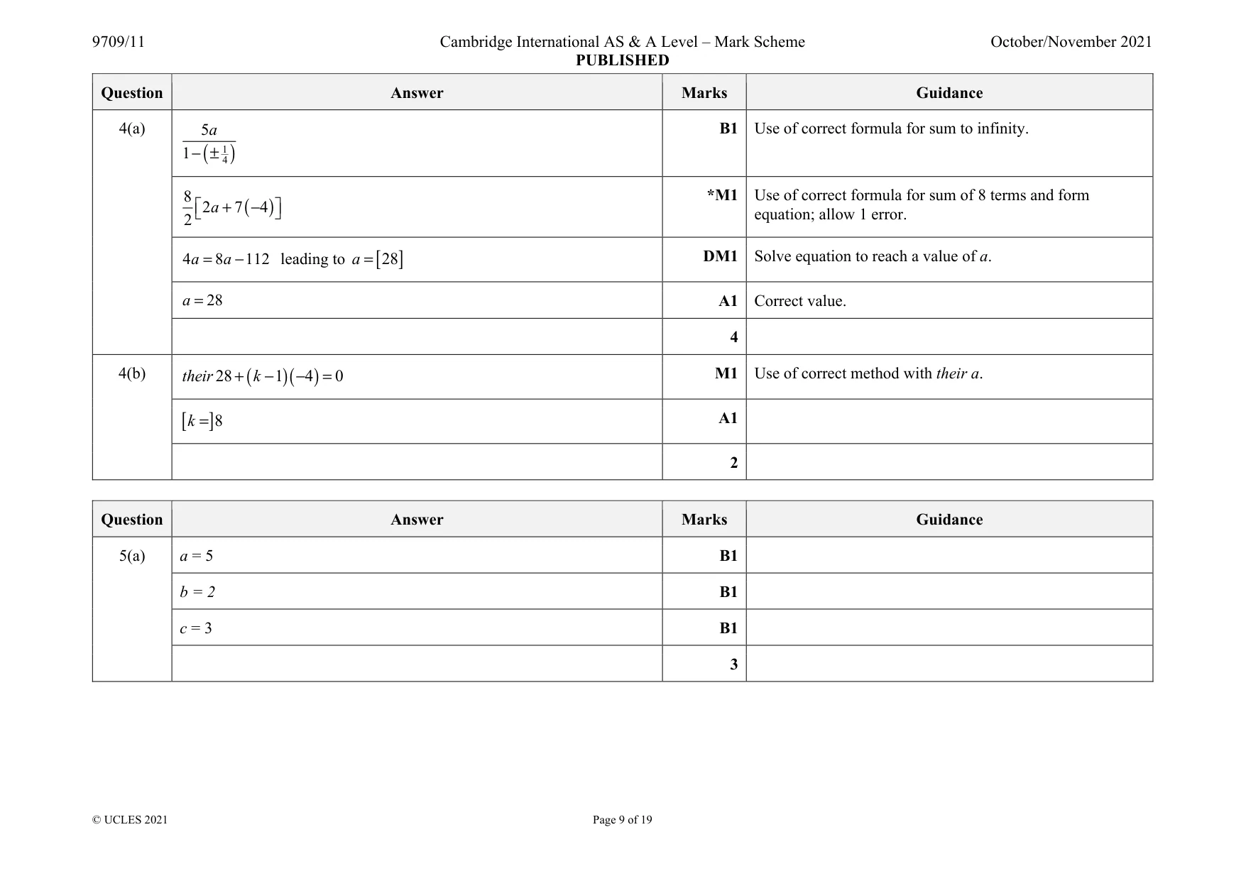 Mark scheme, page 9 of 19