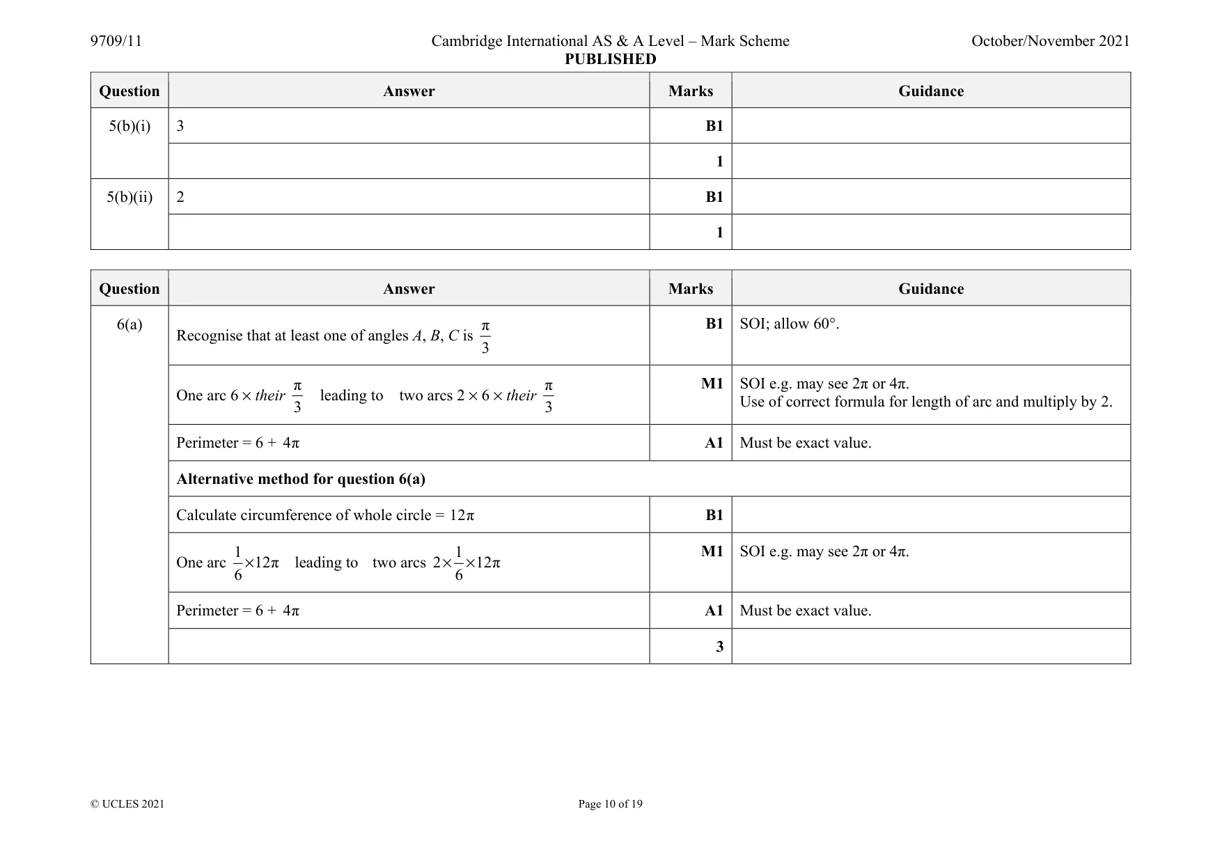Mark scheme, page 10 of 19
