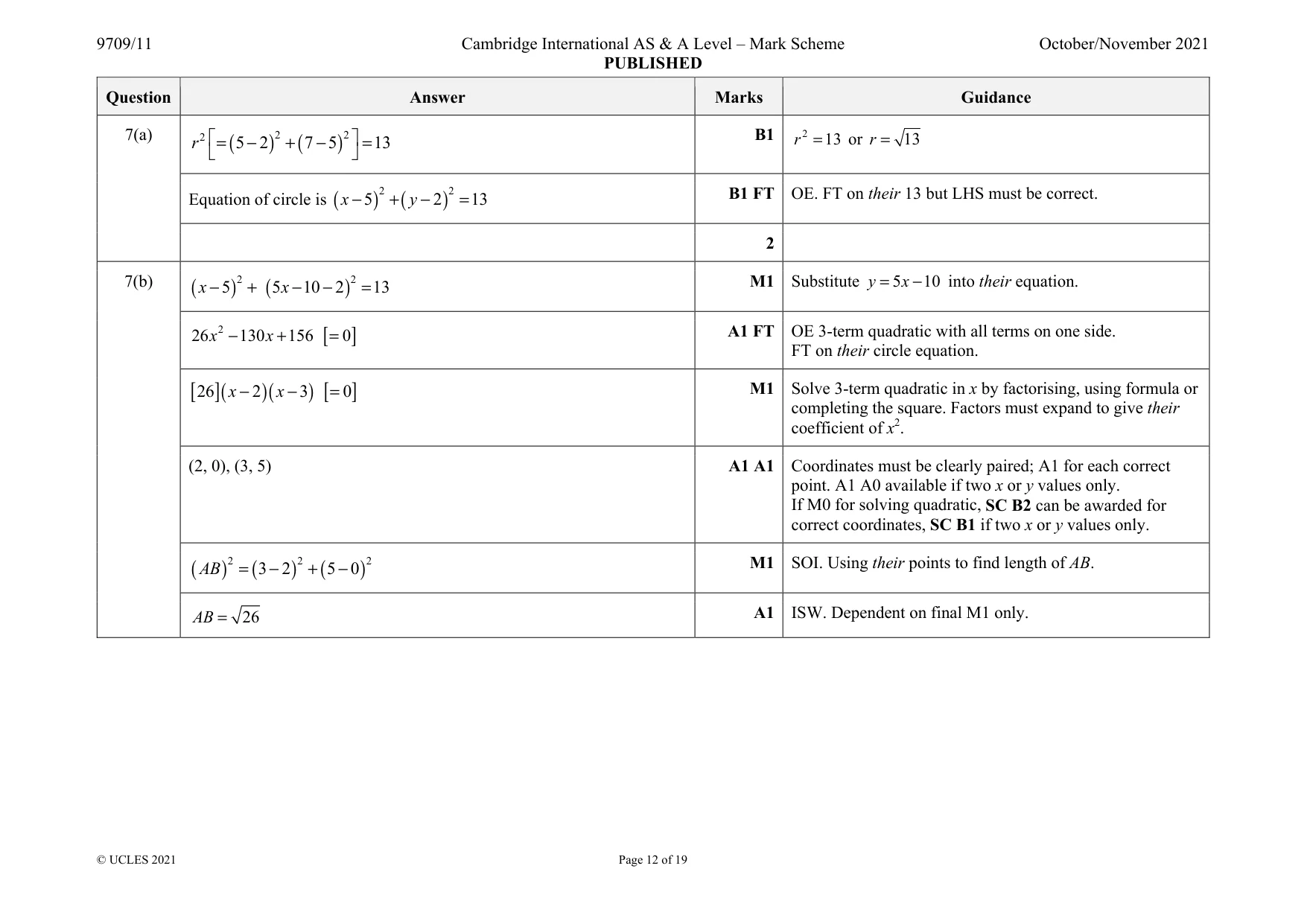 Mark scheme, page 12 of 19