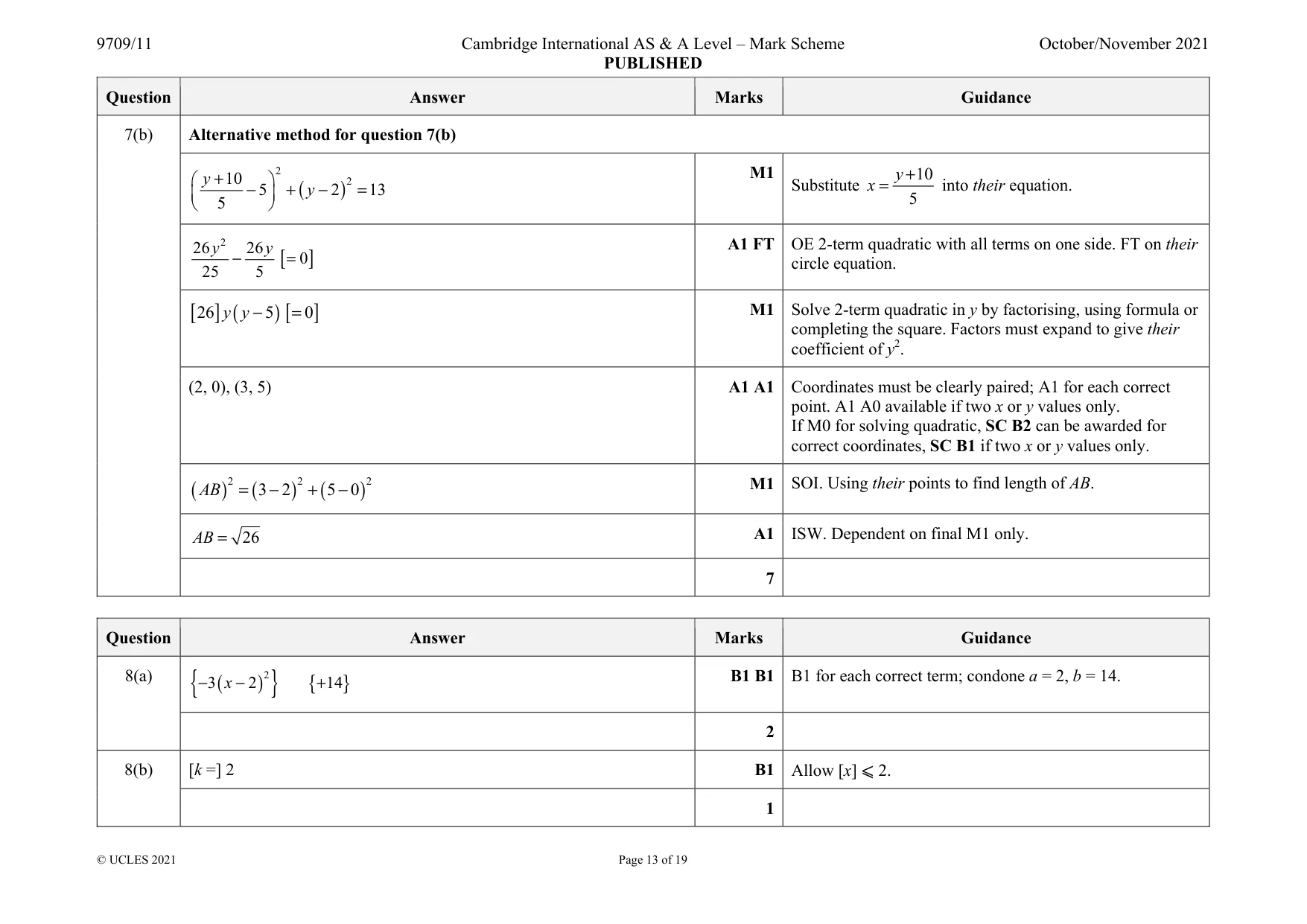 Mark scheme, page 13 of 19