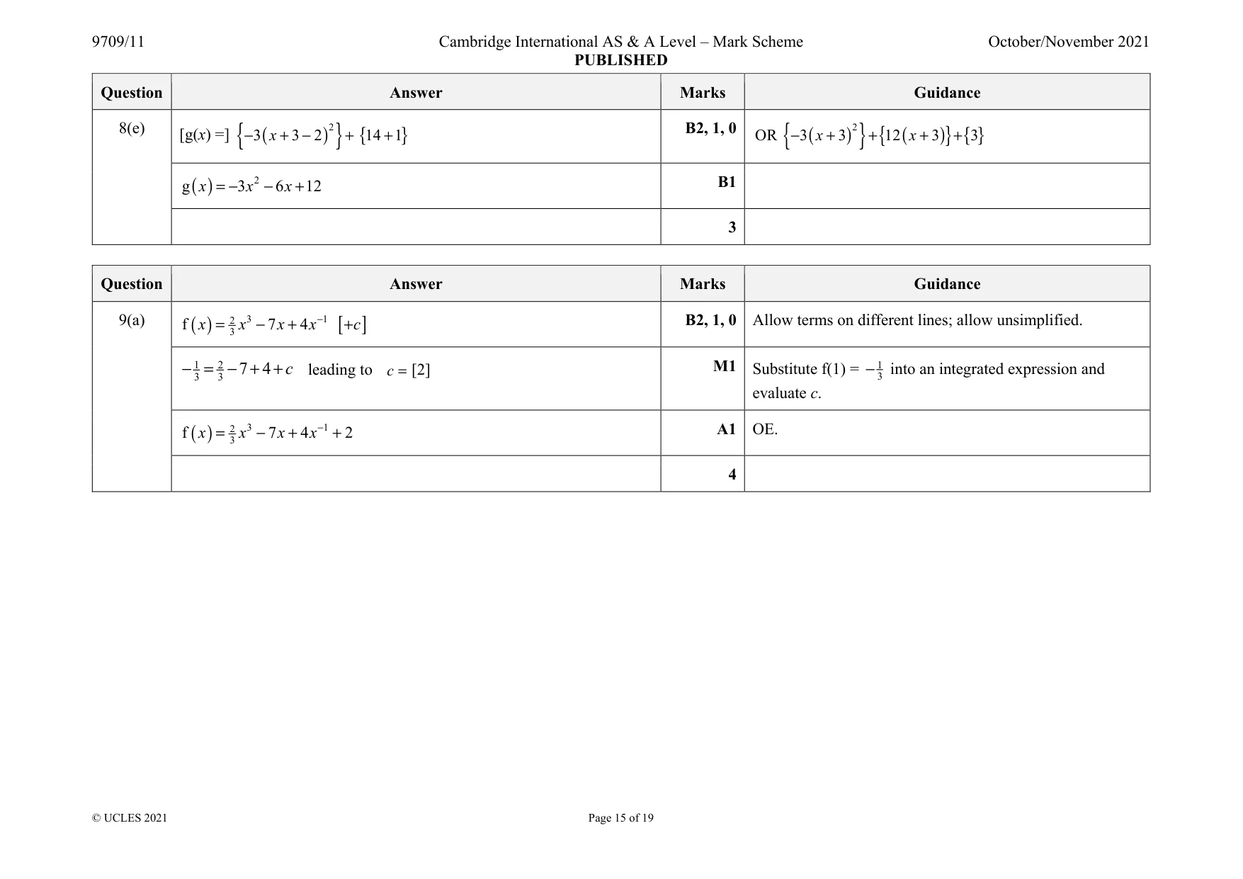 Mark scheme, page 15 of 19