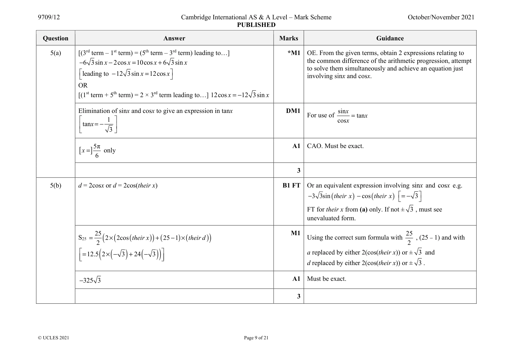 Mark scheme, page 9 of 21