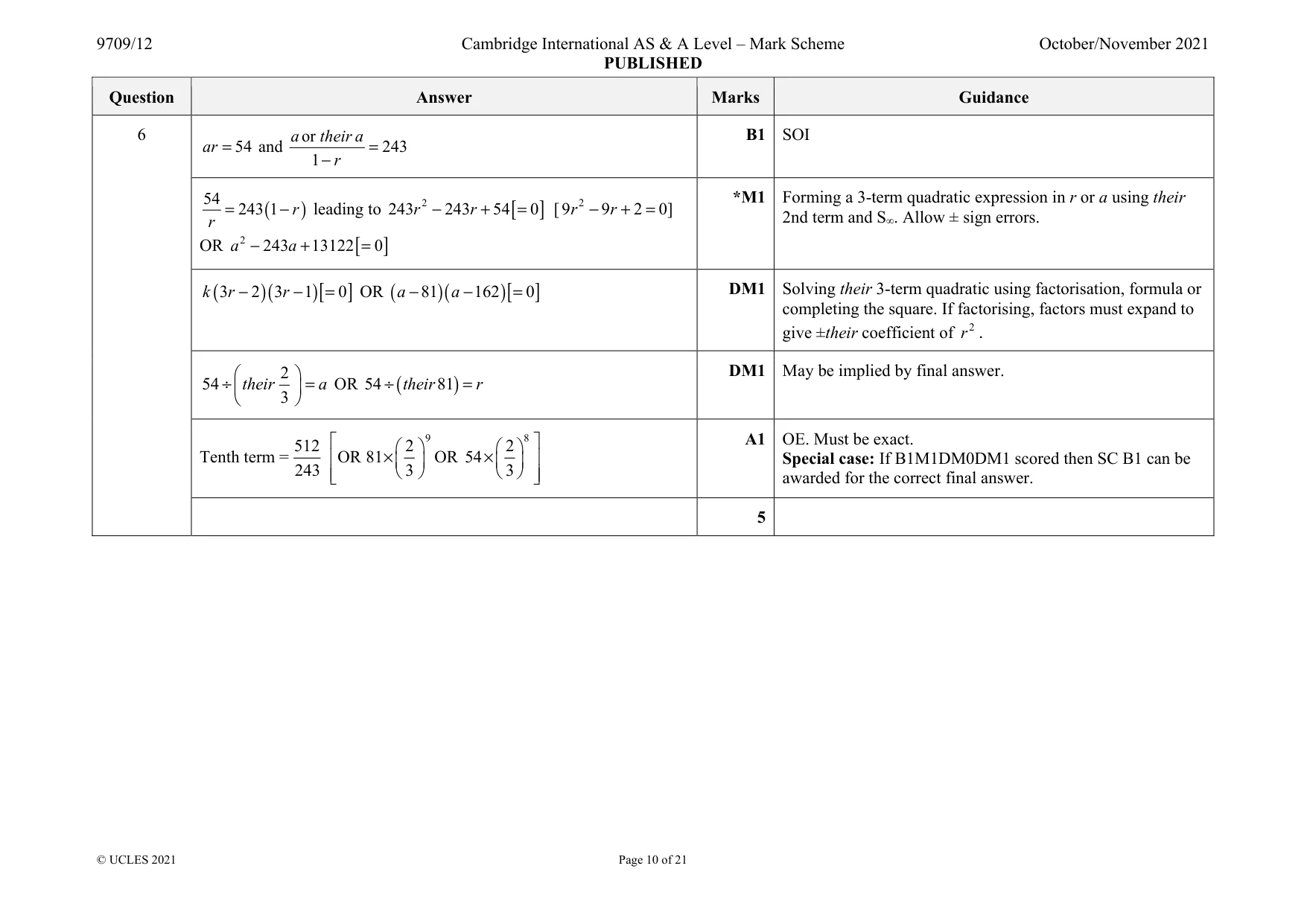 Mark scheme, page 10 of 21