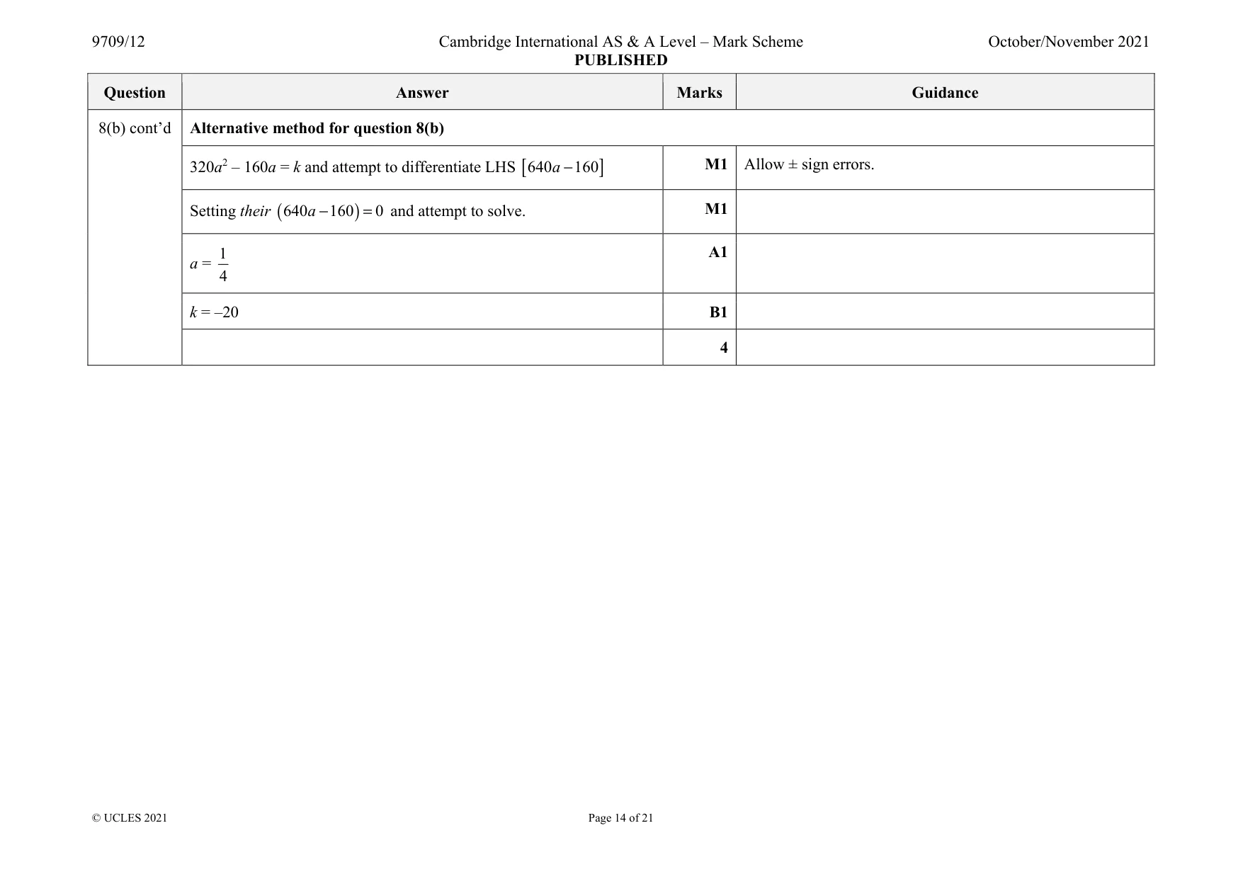 Mark scheme, page 14 of 21