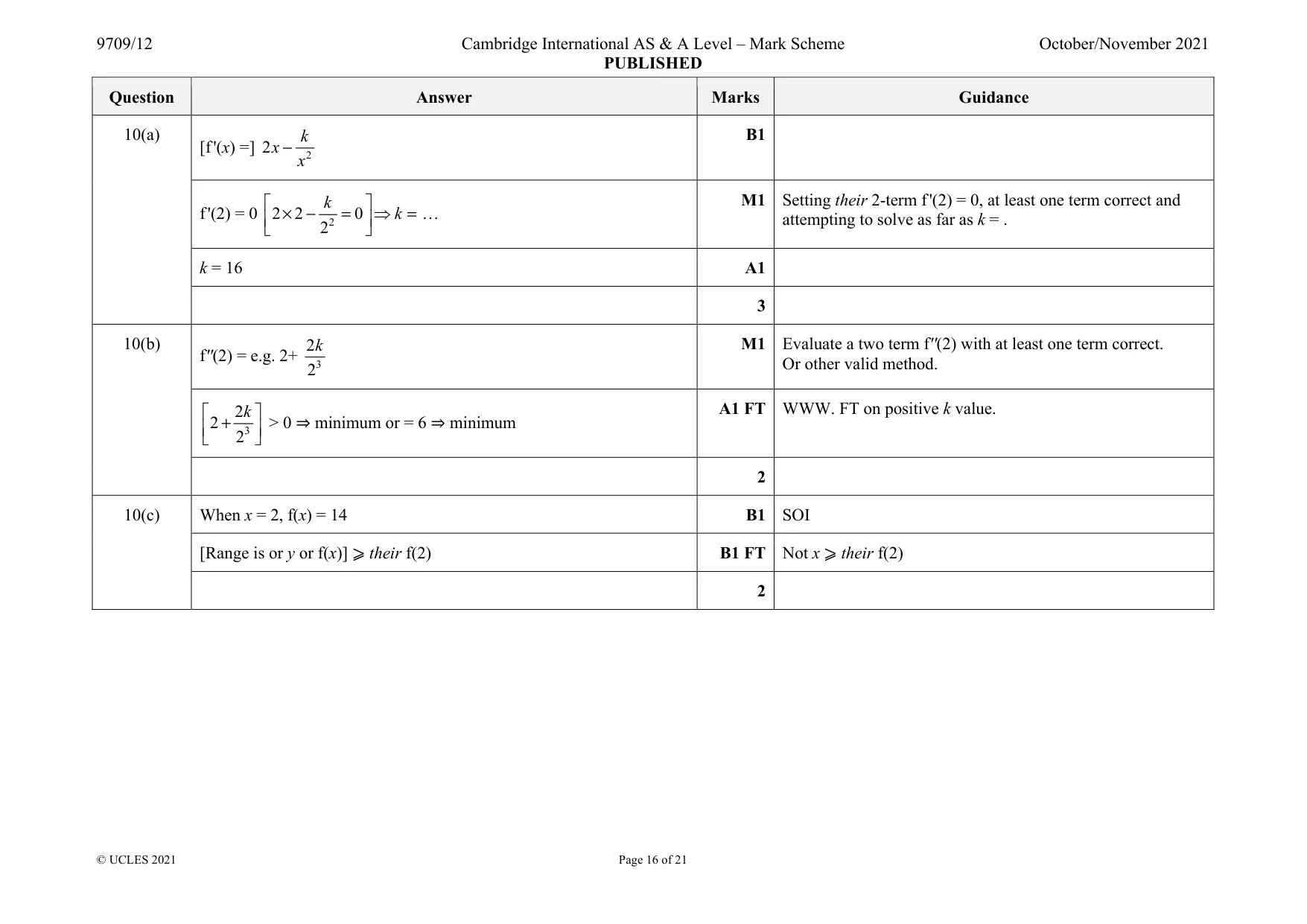 Mark scheme, page 16 of 21