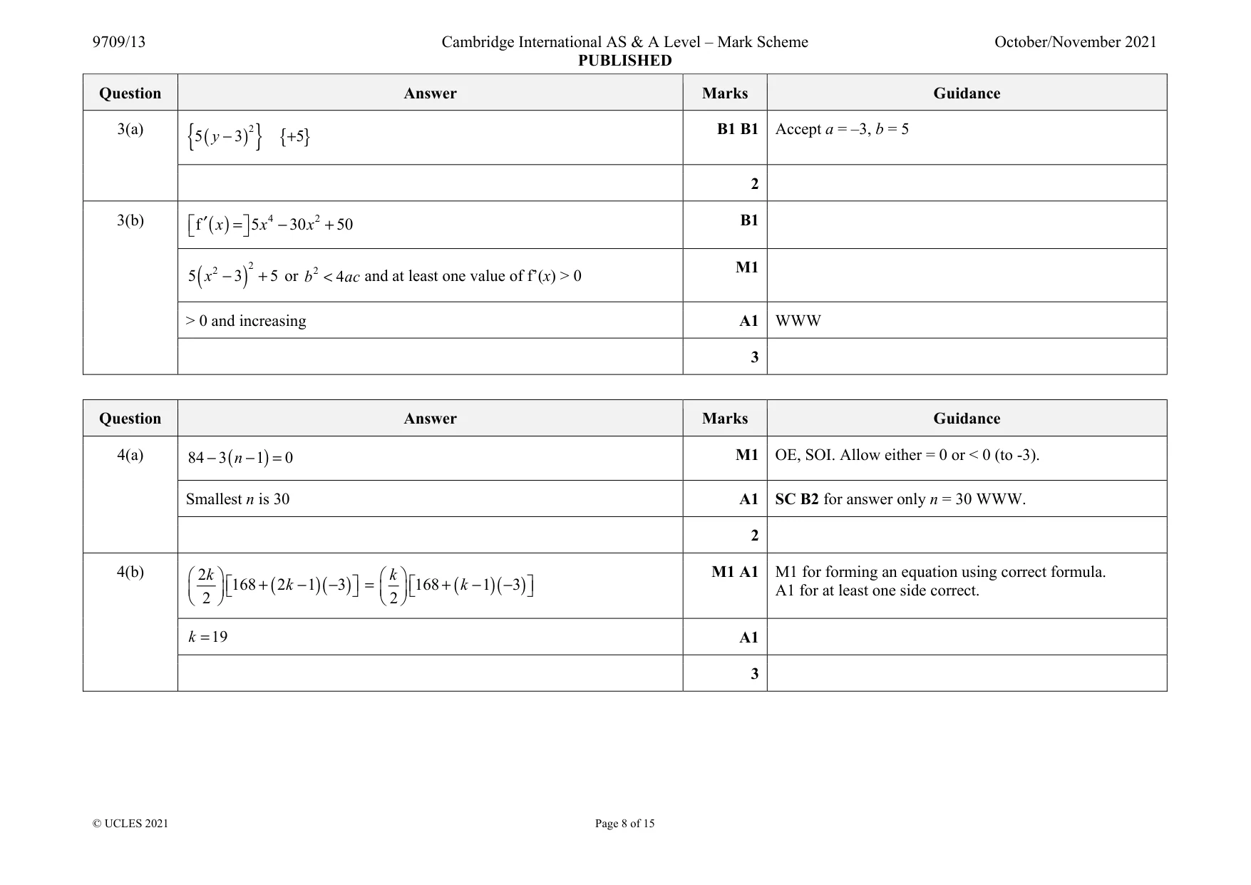 Mark scheme, page 8 of 15
