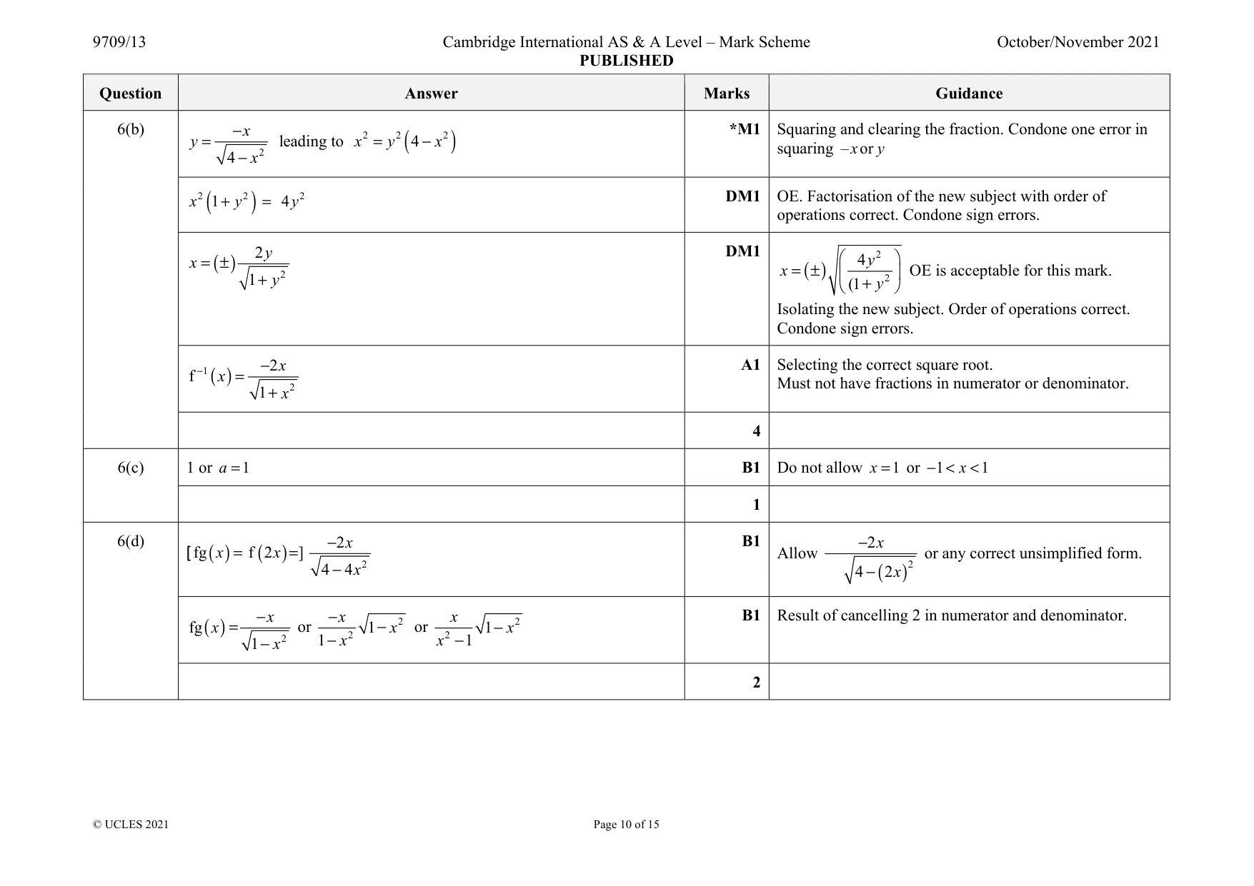 Mark scheme, page 10 of 15