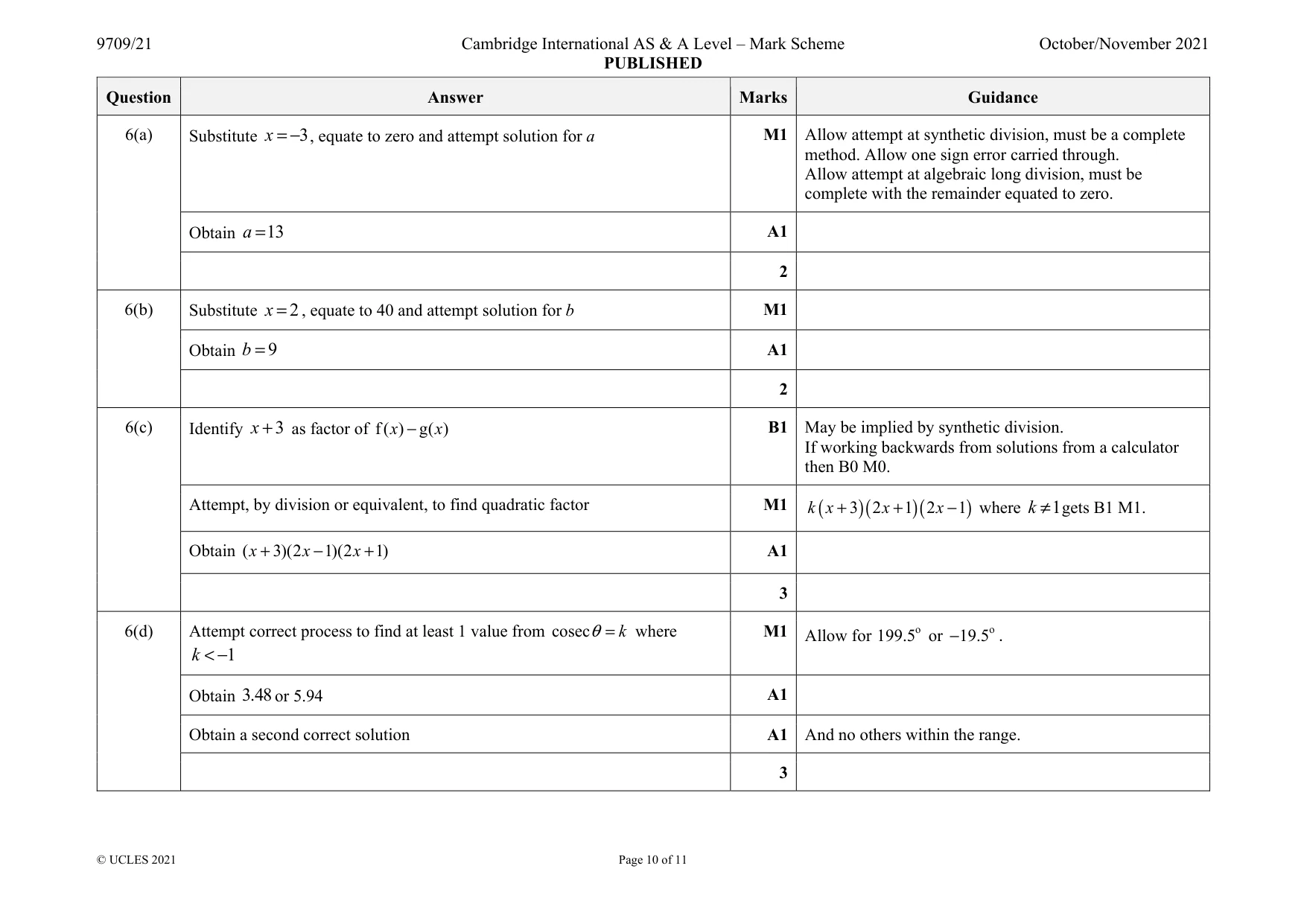 Mark scheme, page 10 of 11