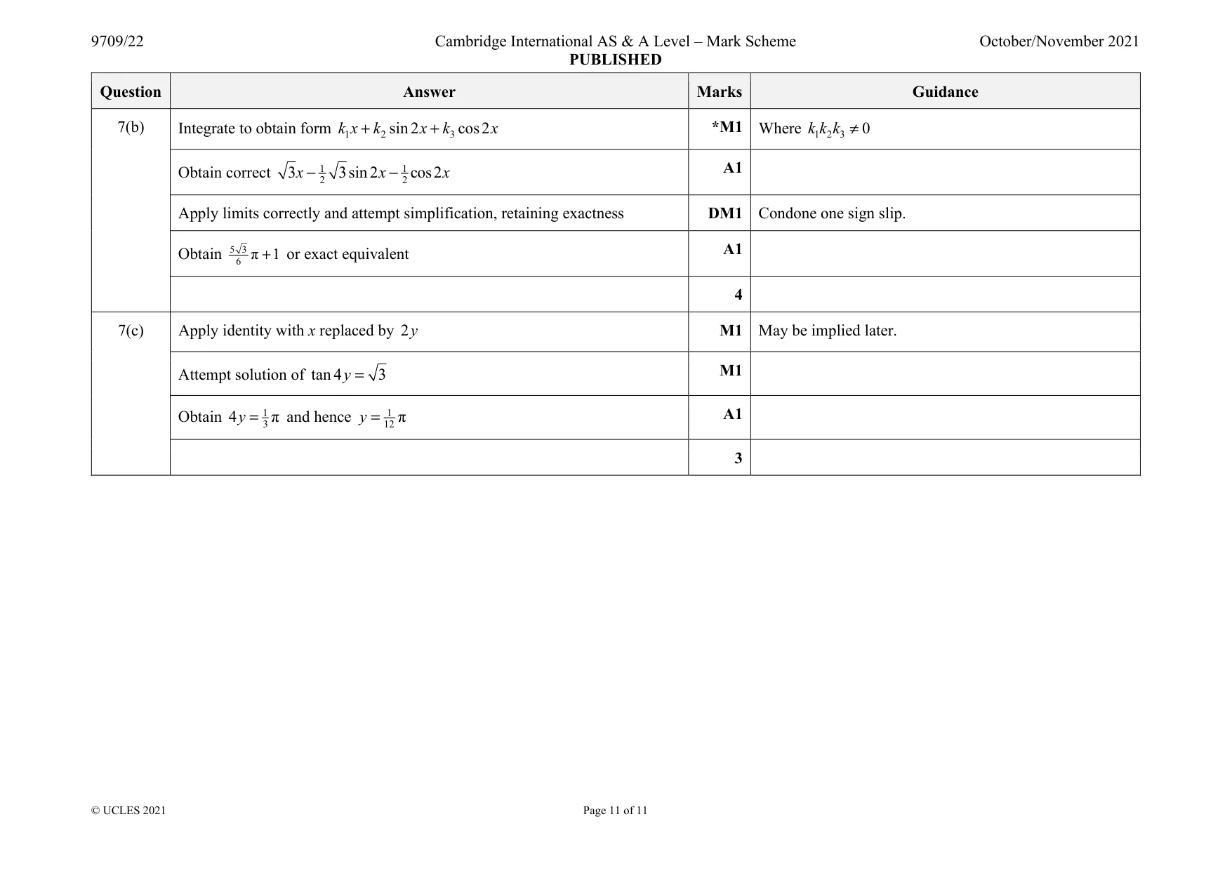 Mark scheme, page 11 of 11