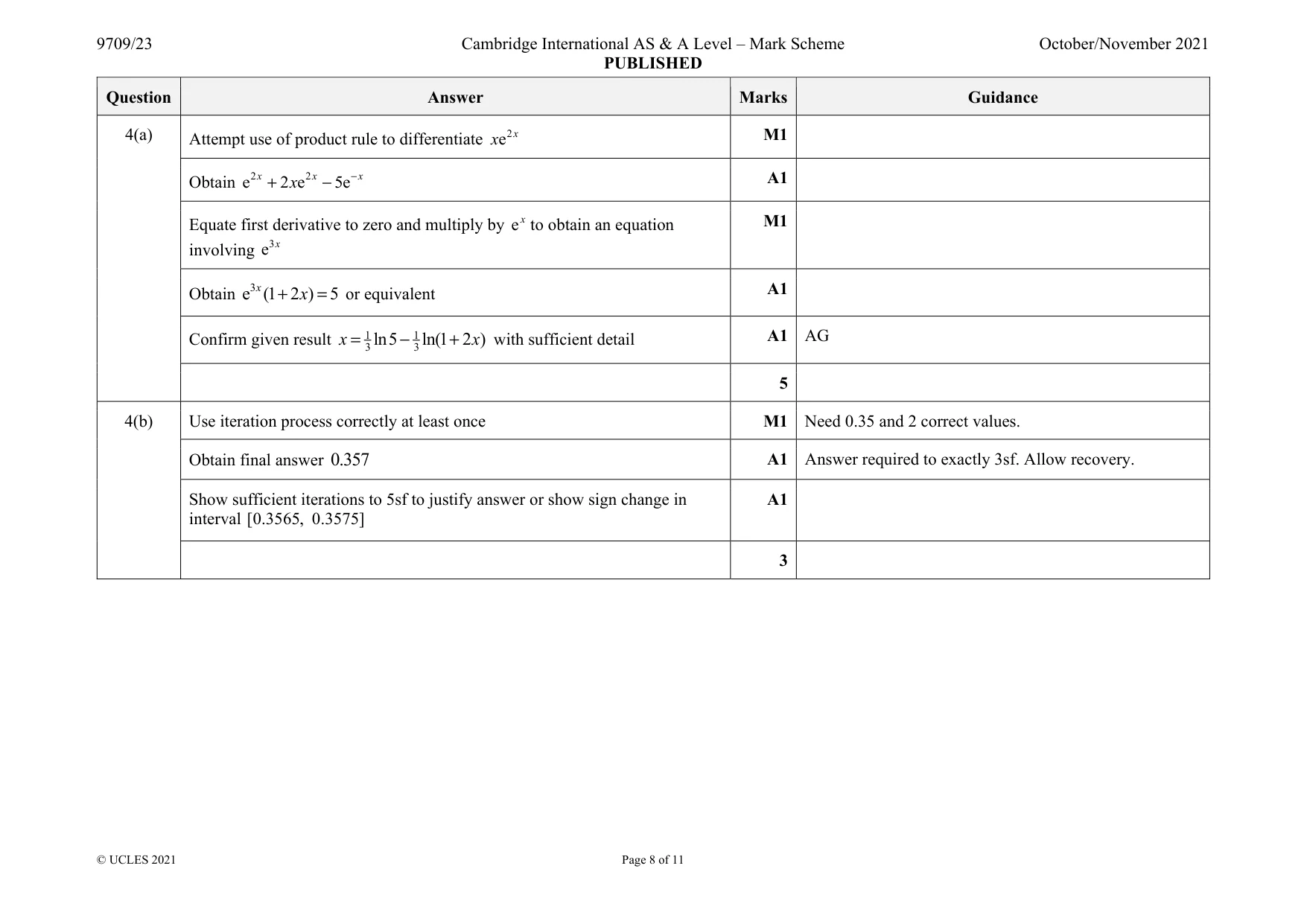 Mark scheme, page 8 of 11