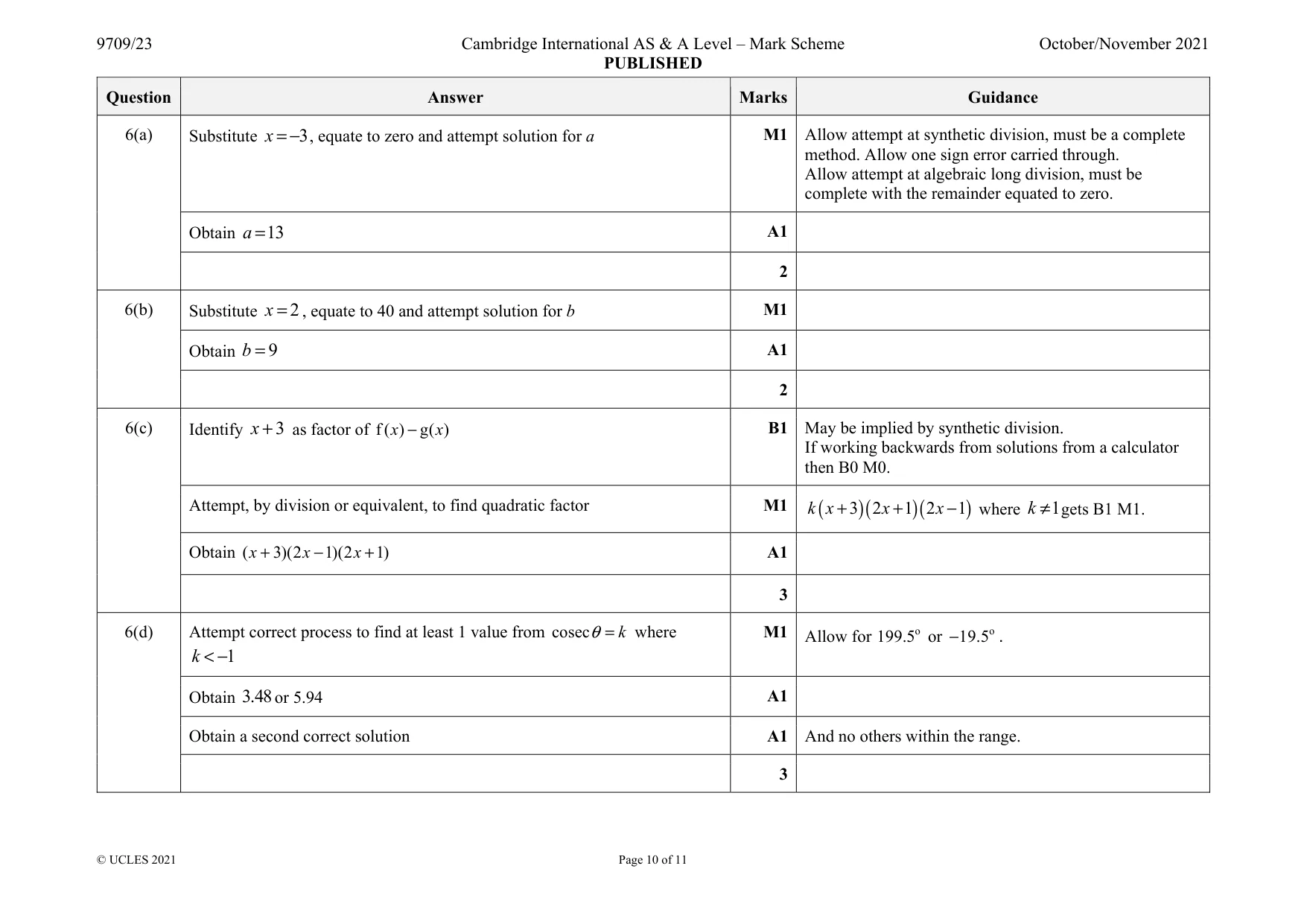 Mark scheme, page 10 of 11