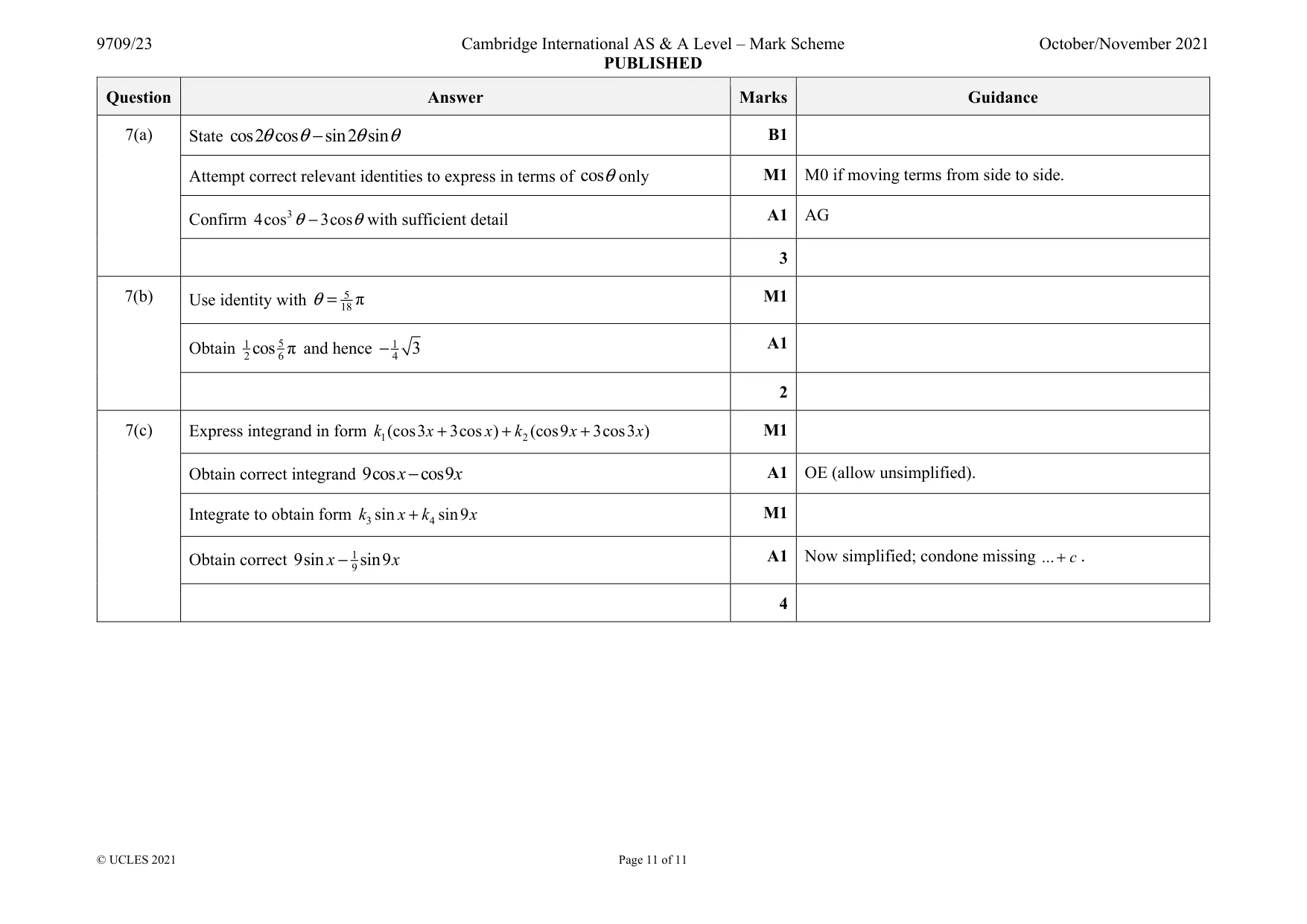 Mark scheme, page 11 of 11