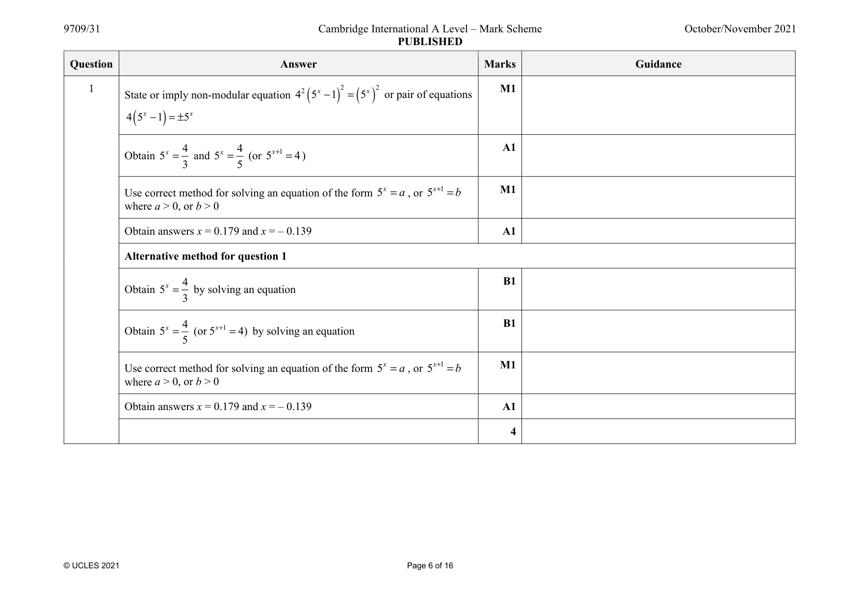 Mark scheme, page 6 of 16