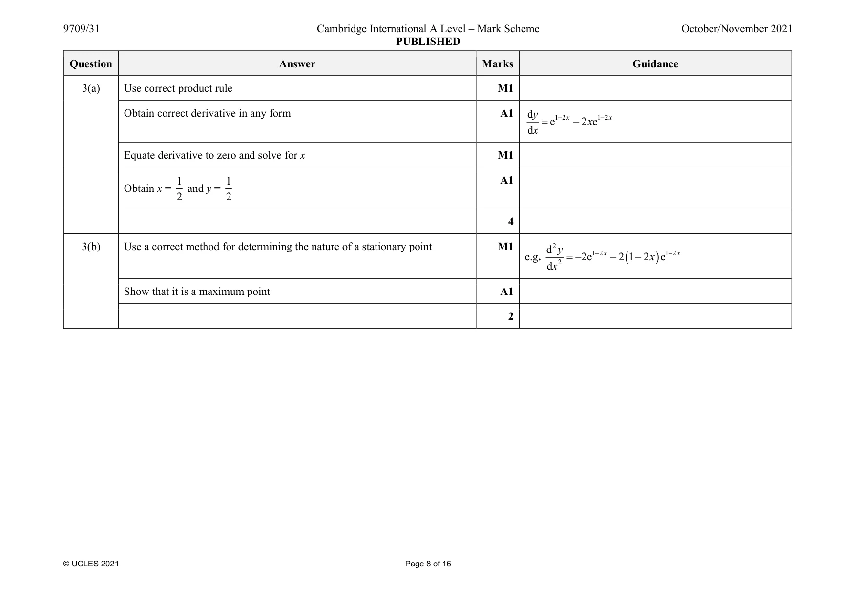 Mark scheme, page 8 of 16