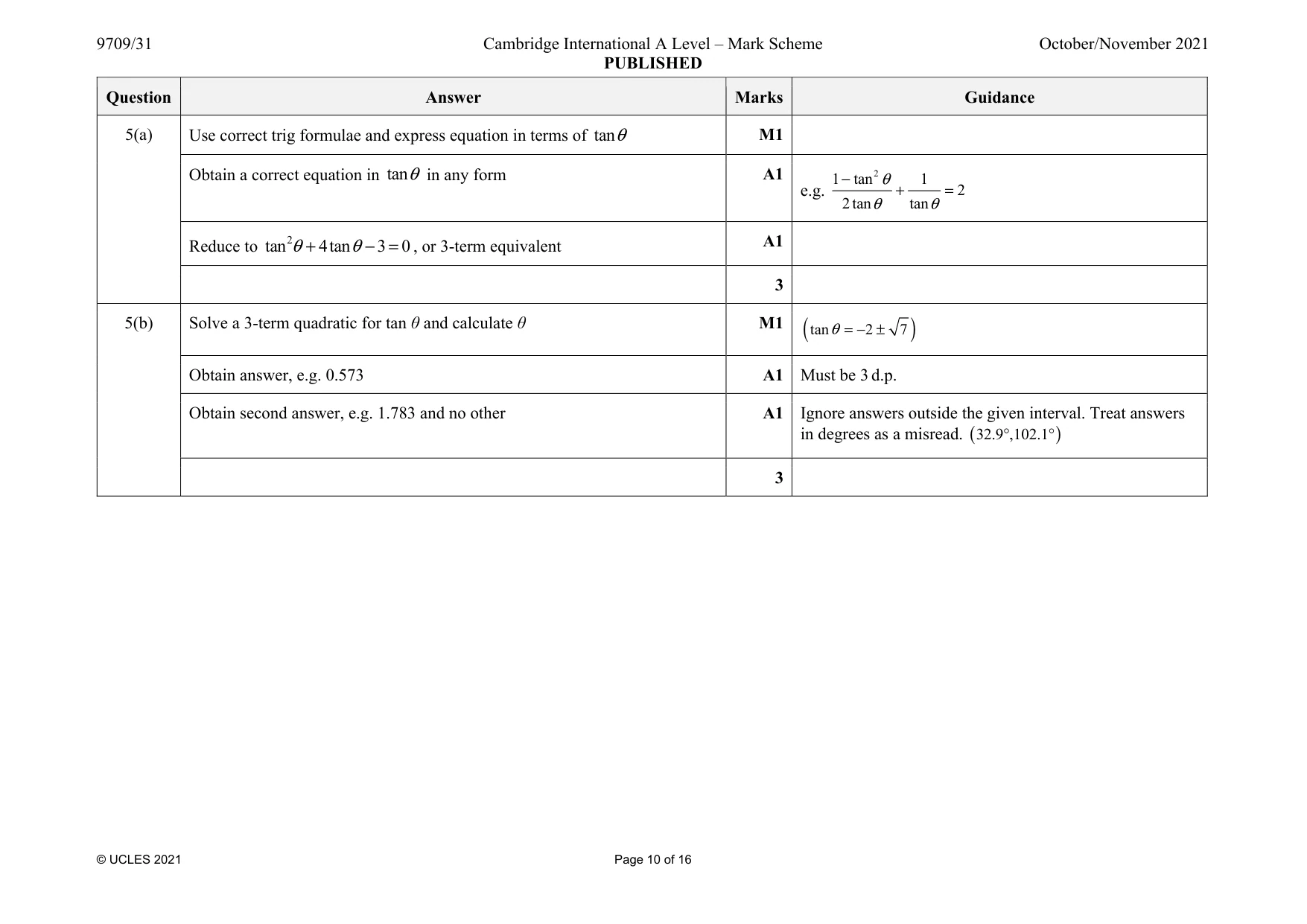 Mark scheme, page 10 of 16