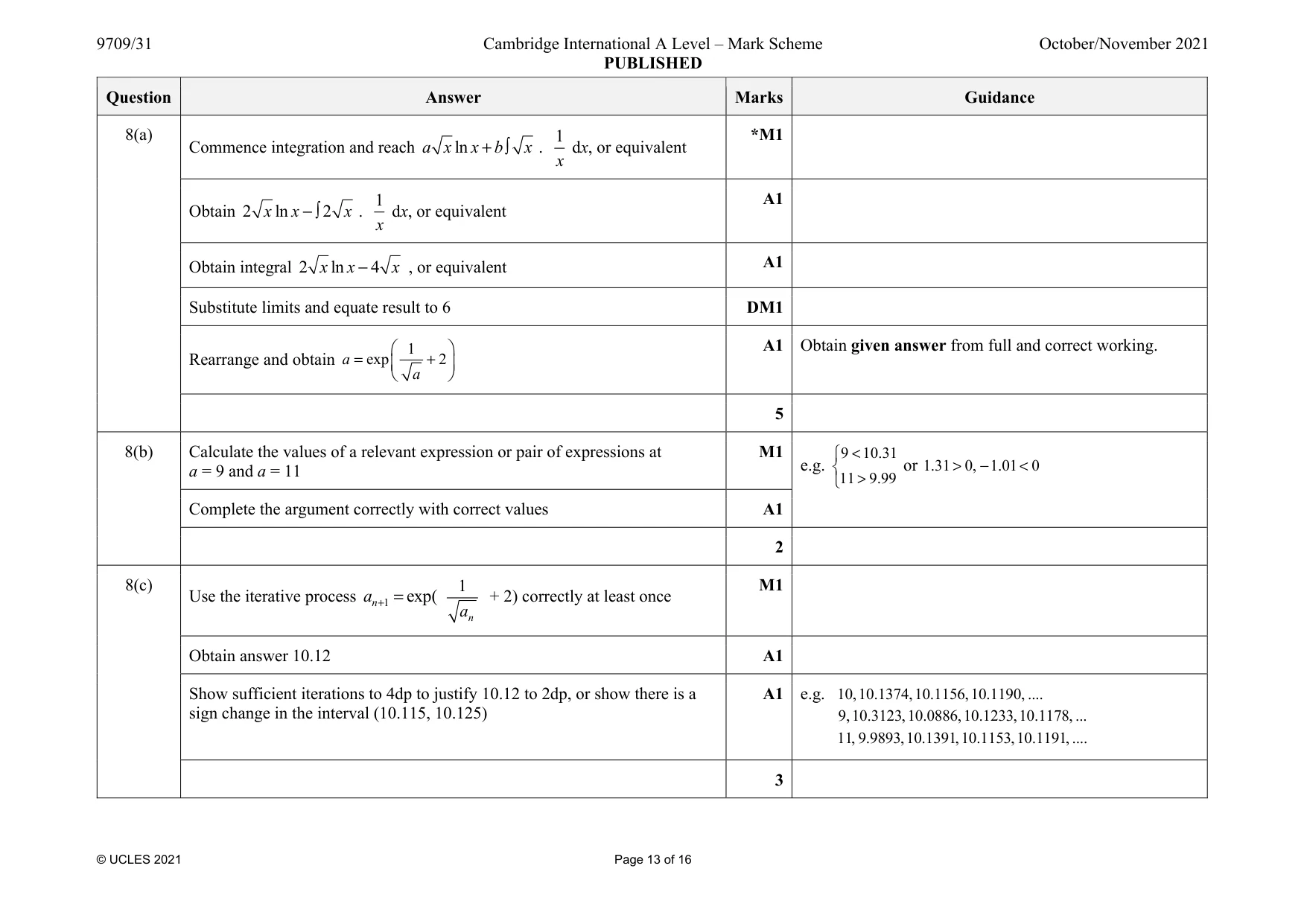 Mark scheme, page 13 of 16