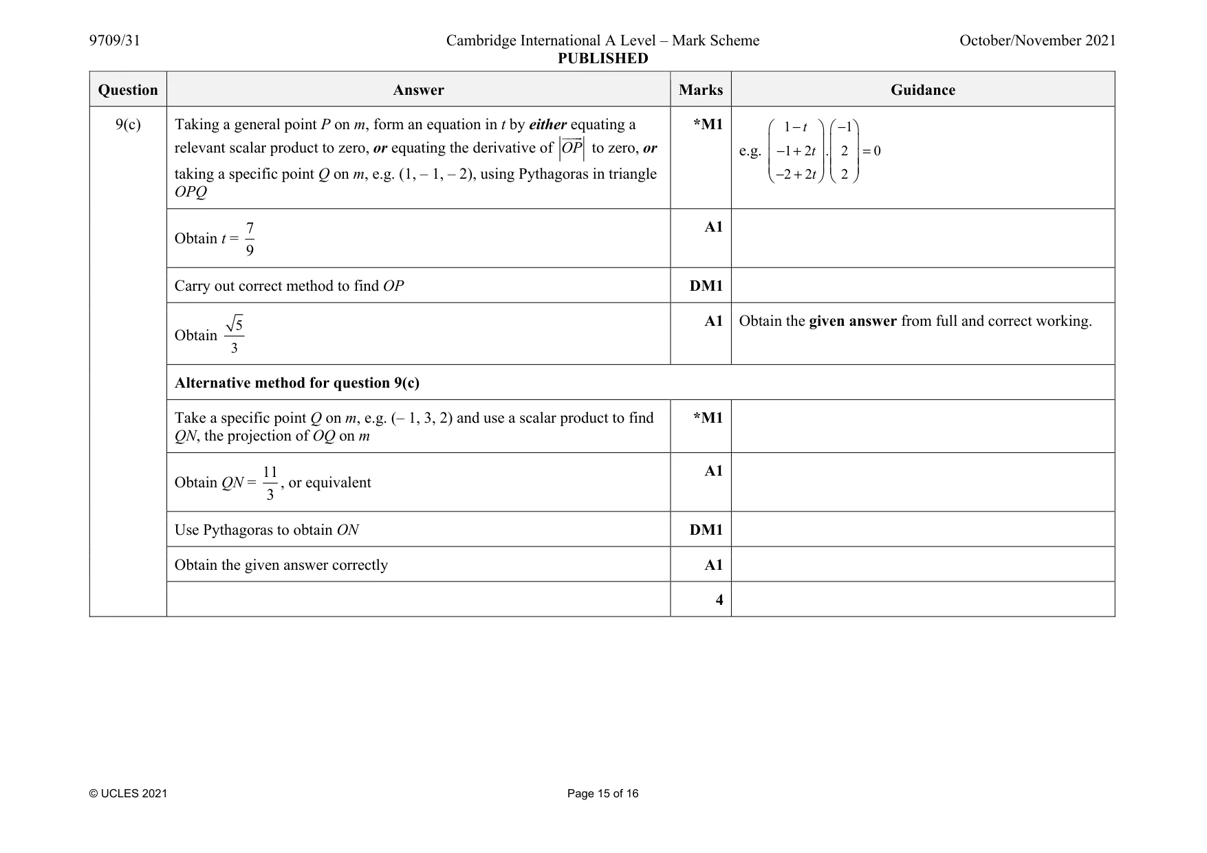 Mark scheme, page 15 of 16