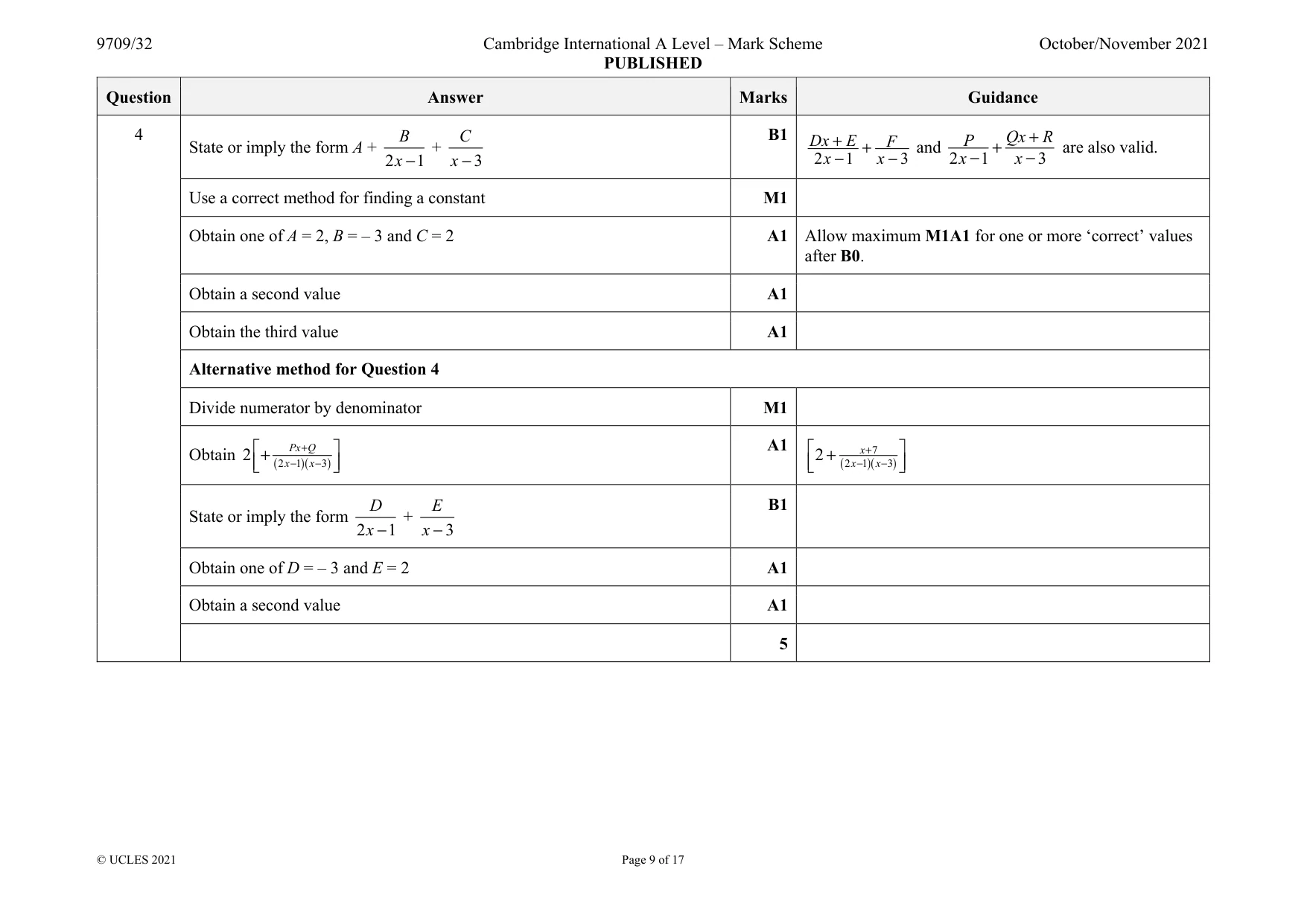 Mark scheme, page 9 of 17