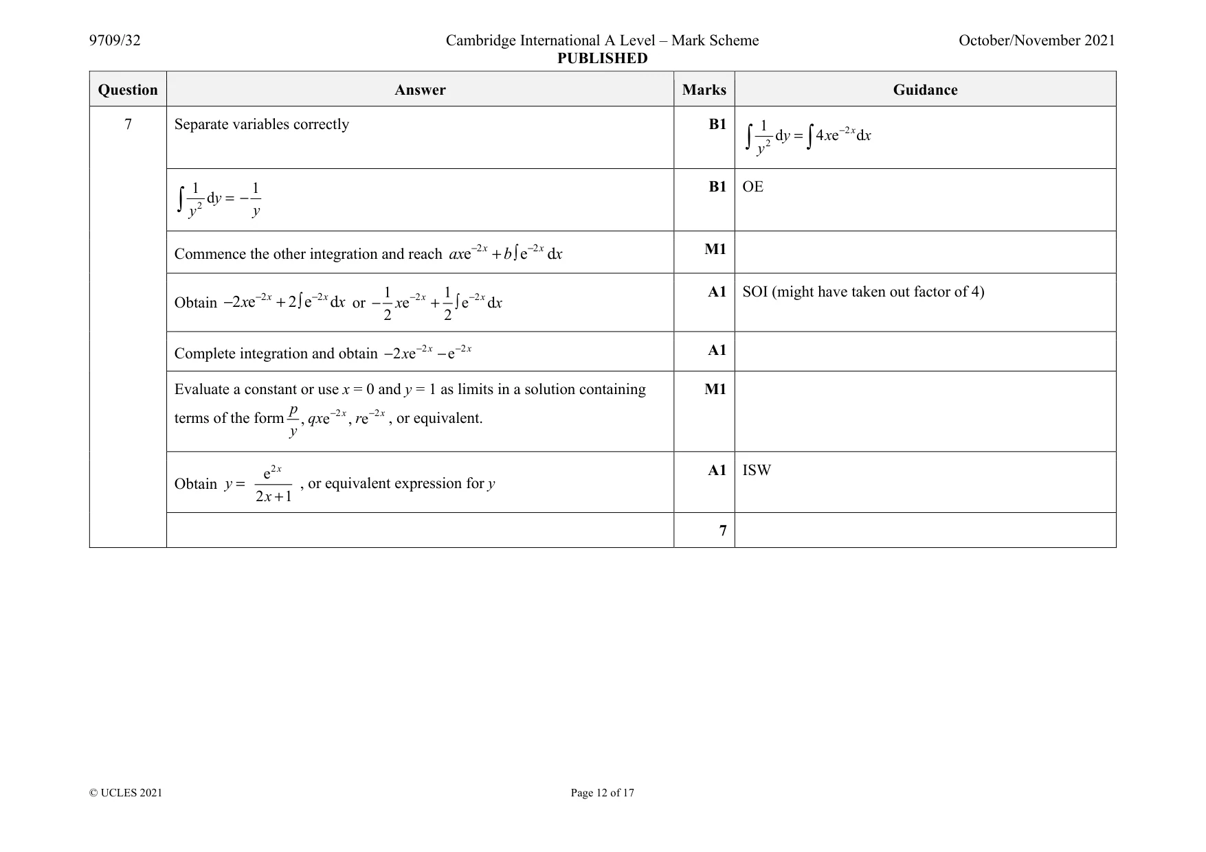 Mark scheme, page 12 of 17