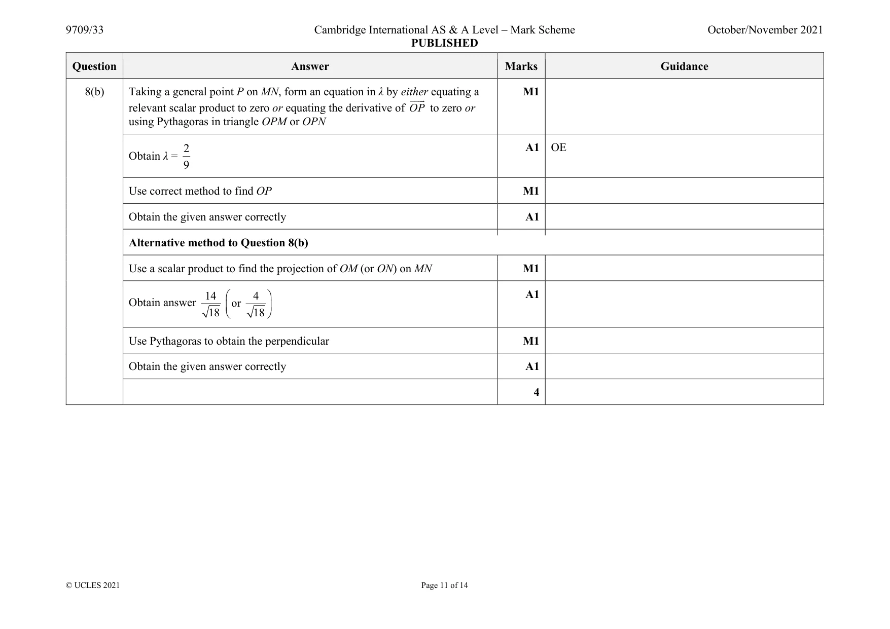 Mark scheme, page 11 of 14