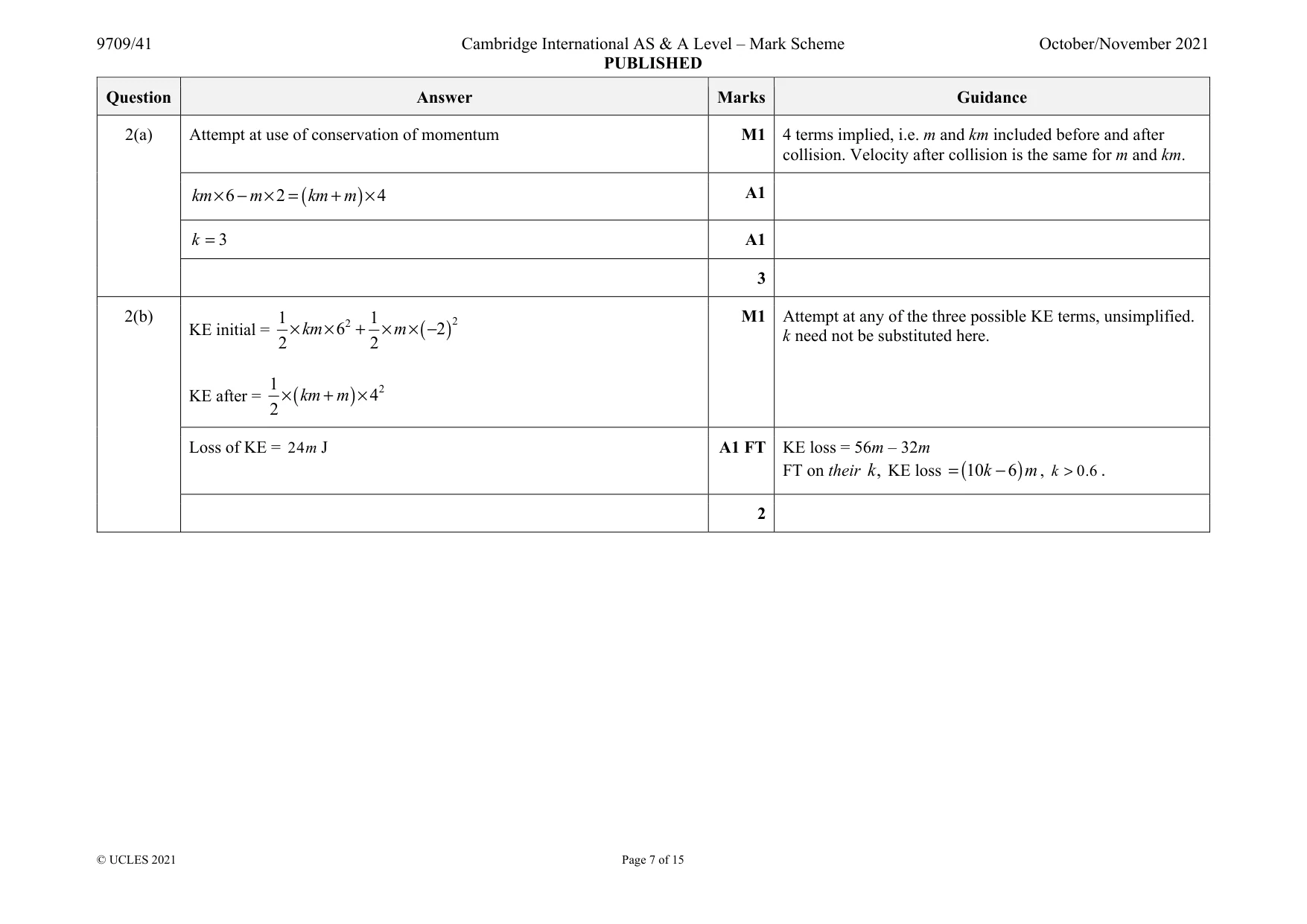 Mark scheme, page 7 of 15