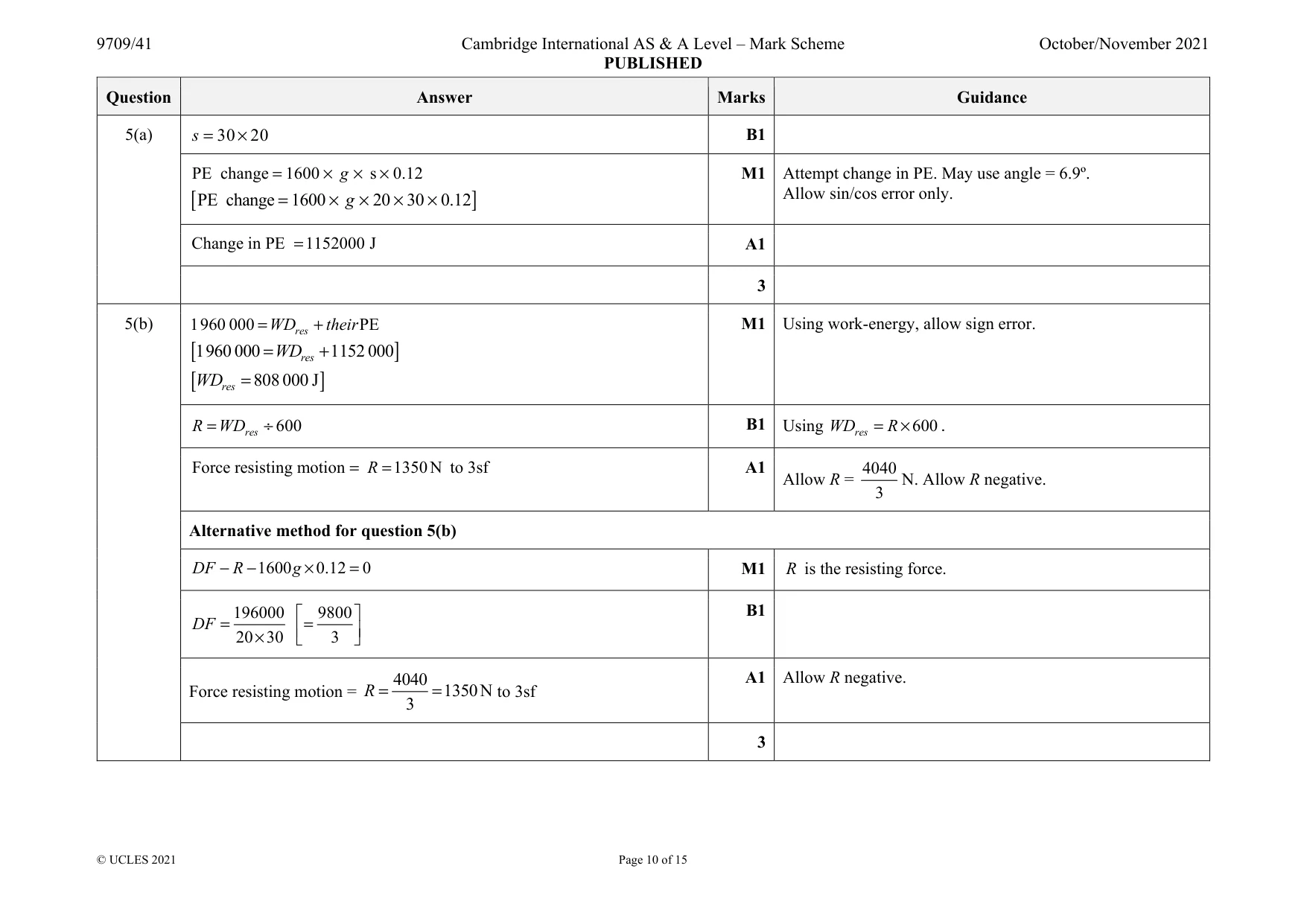 Mark scheme, page 10 of 15