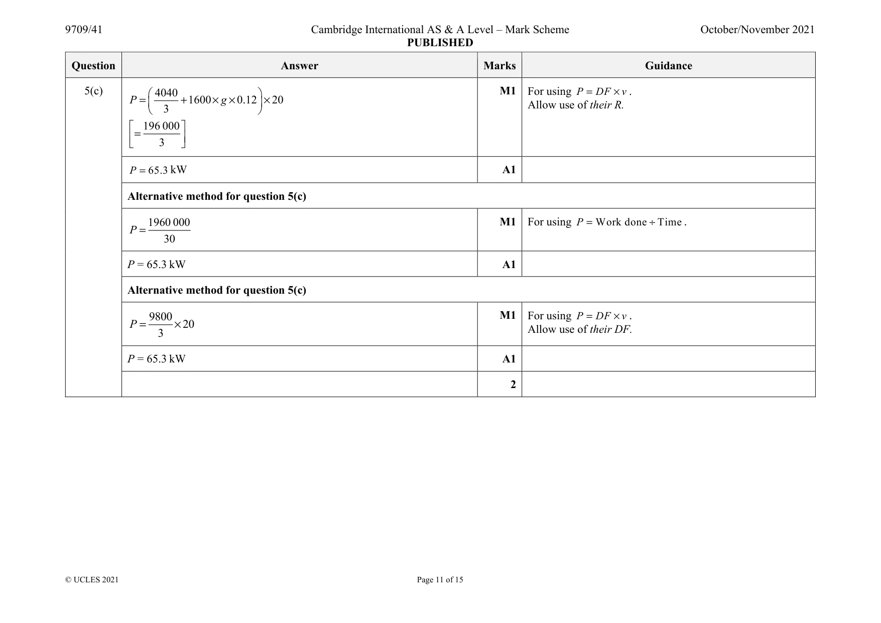 Mark scheme, page 11 of 15