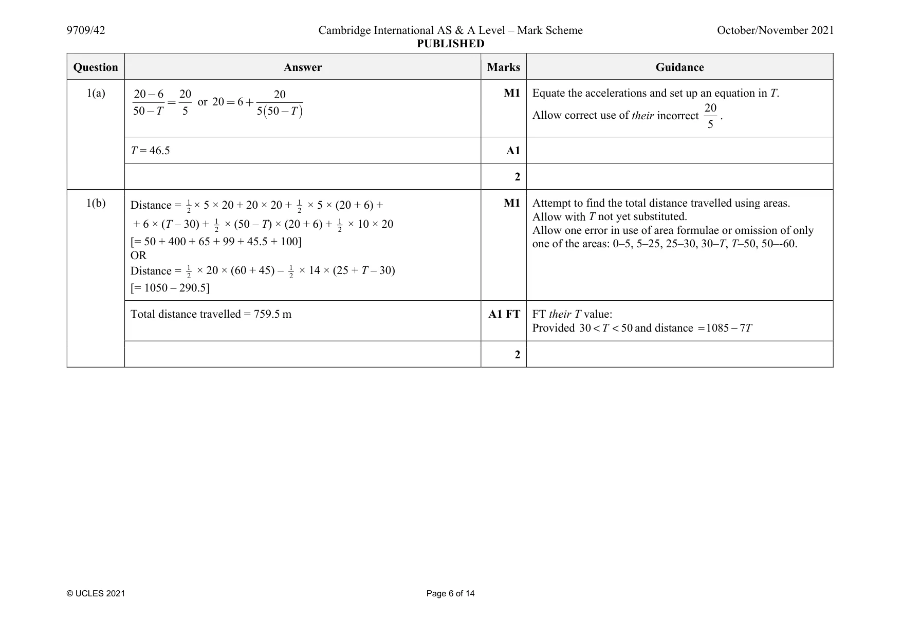 Mark scheme, page 6 of 14