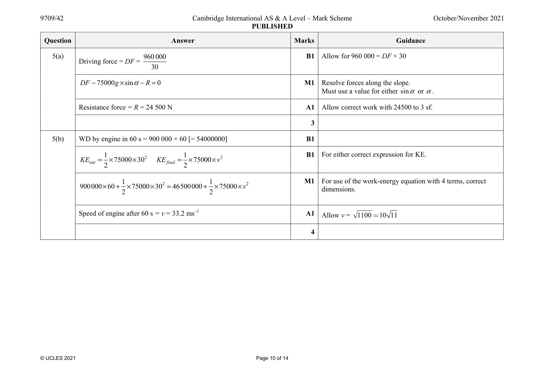 Mark scheme, page 10 of 14