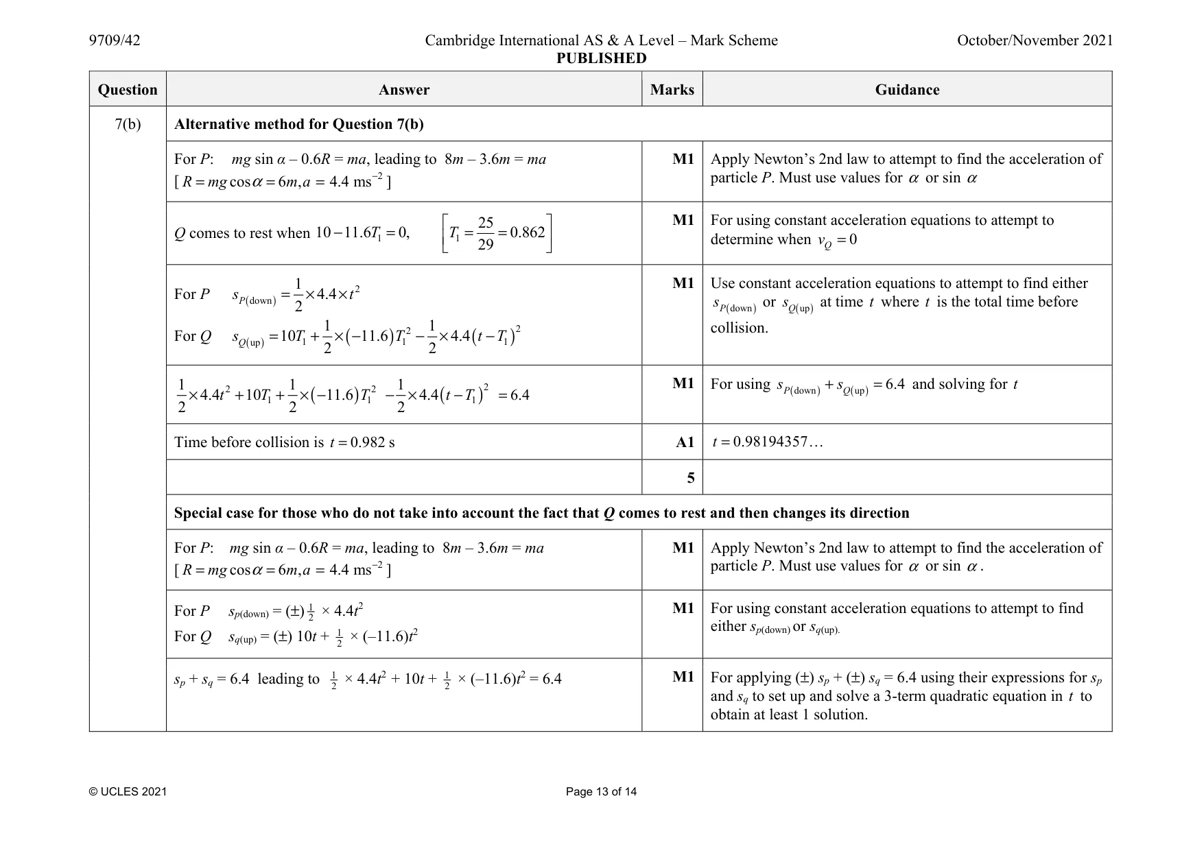 Mark scheme, page 13 of 14