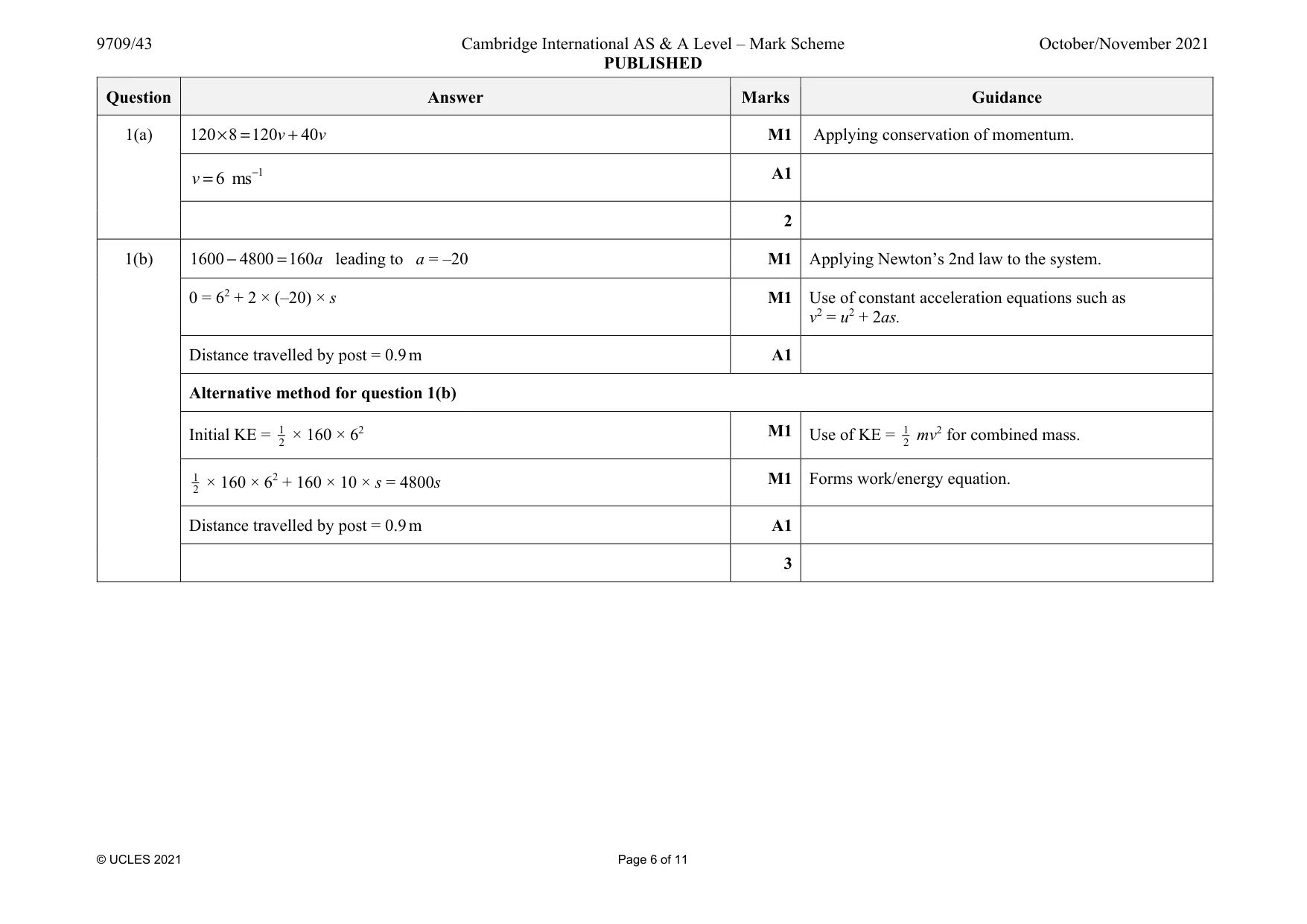 Mark scheme, page 6 of 11