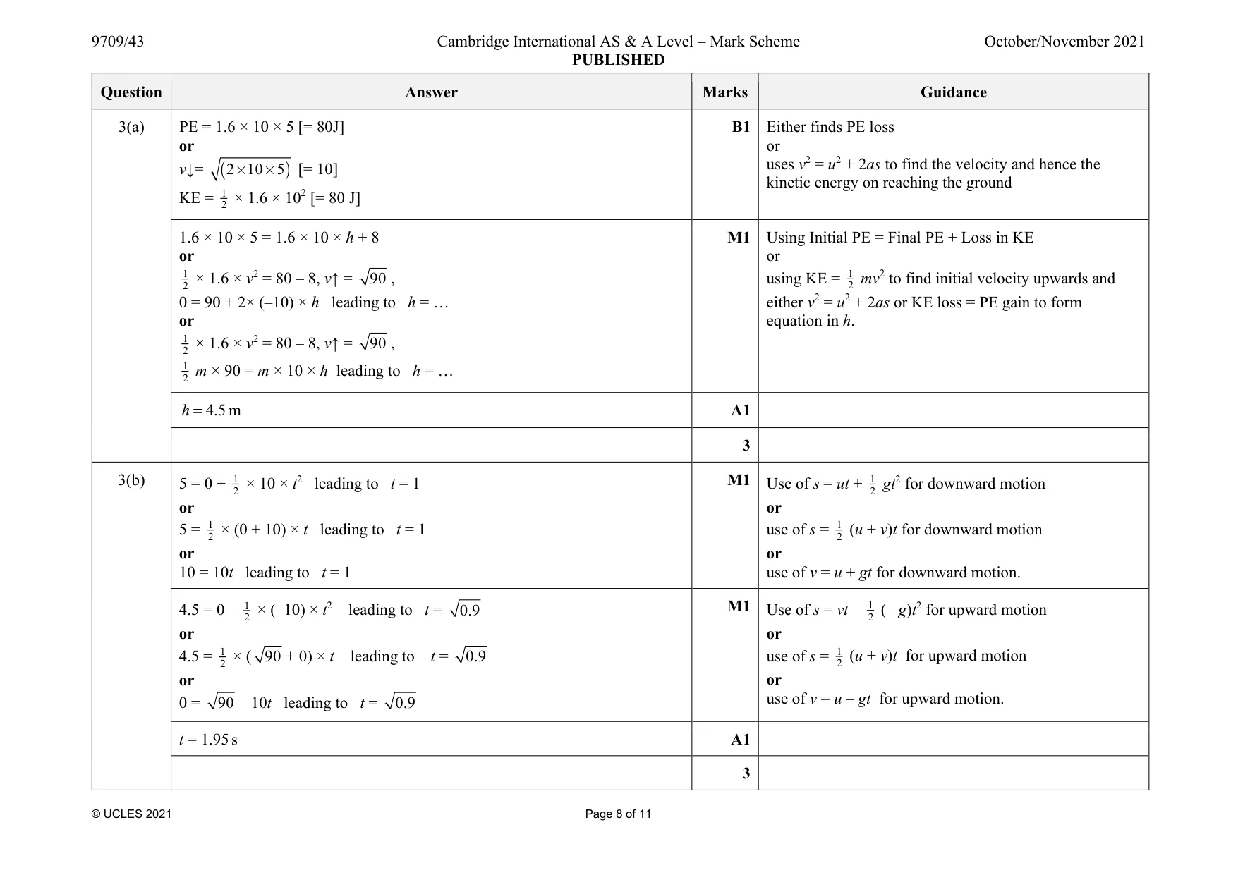 Mark scheme, page 8 of 11