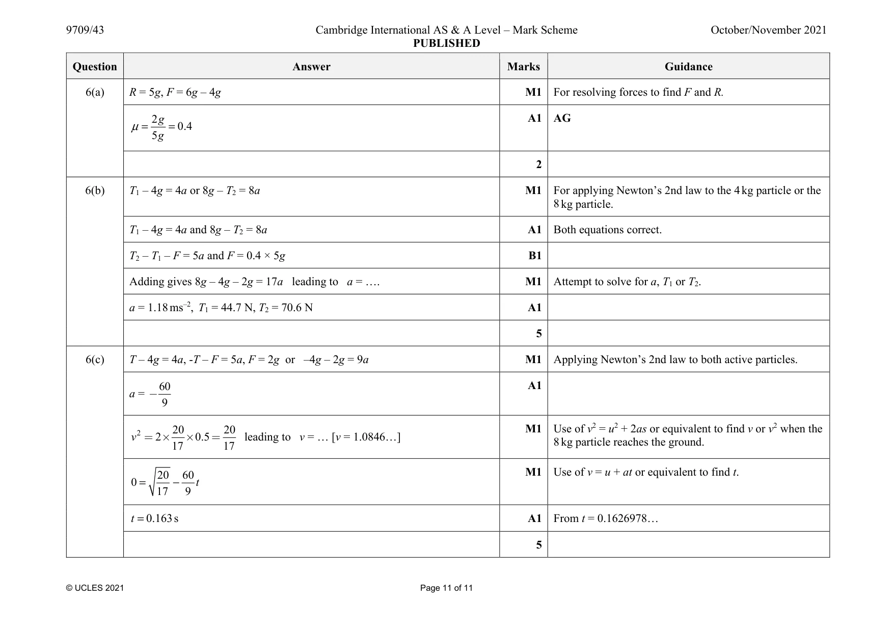 Mark scheme, page 11 of 11