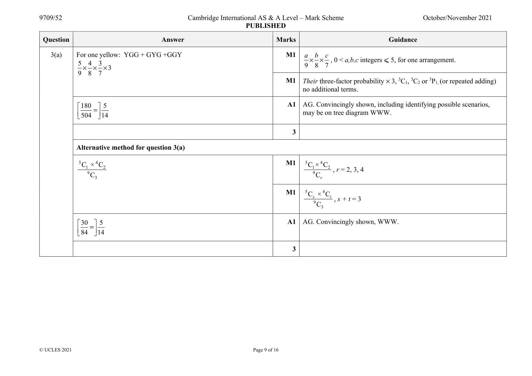 Mark scheme, page 9 of 16