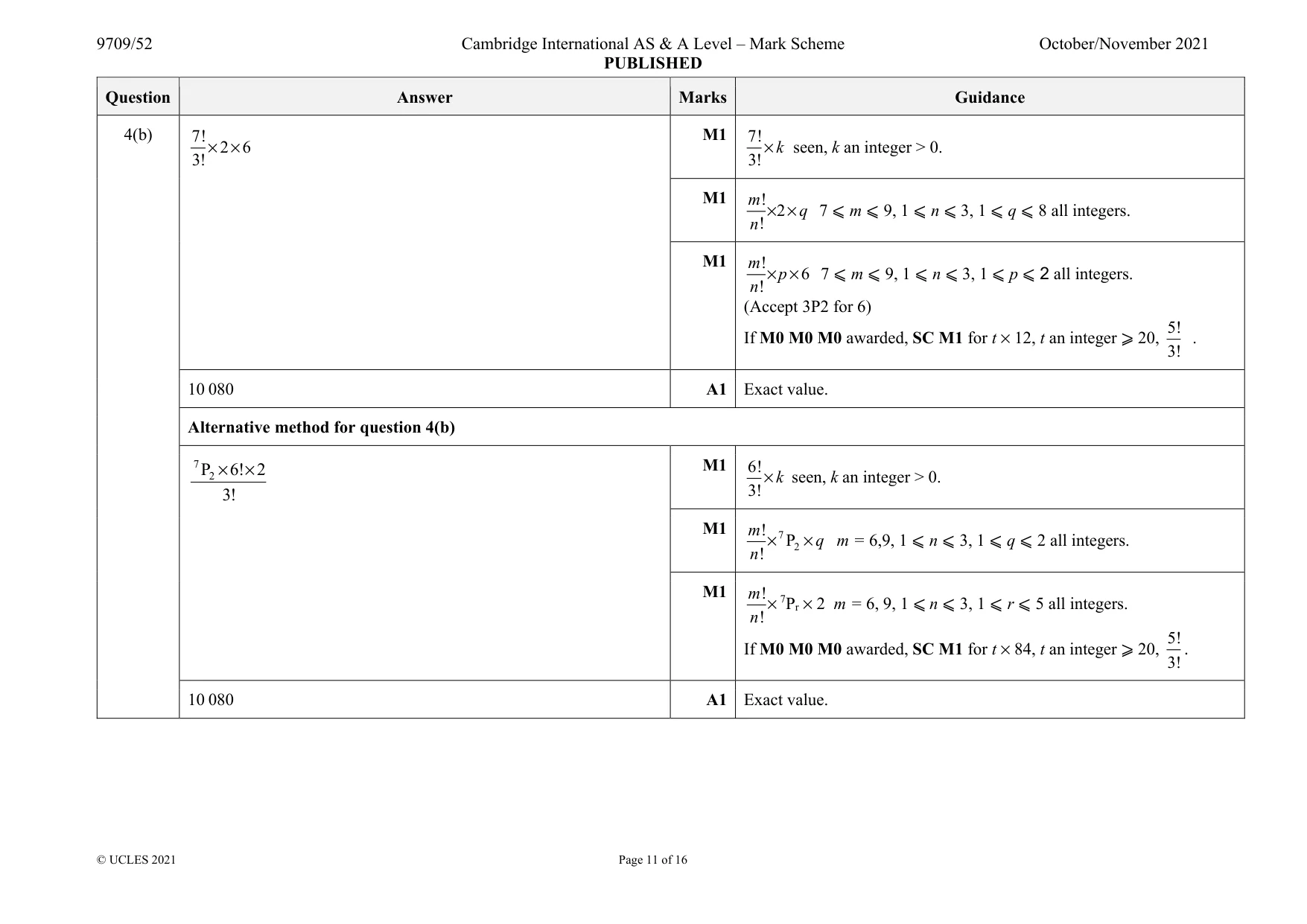 Mark scheme, page 11 of 16