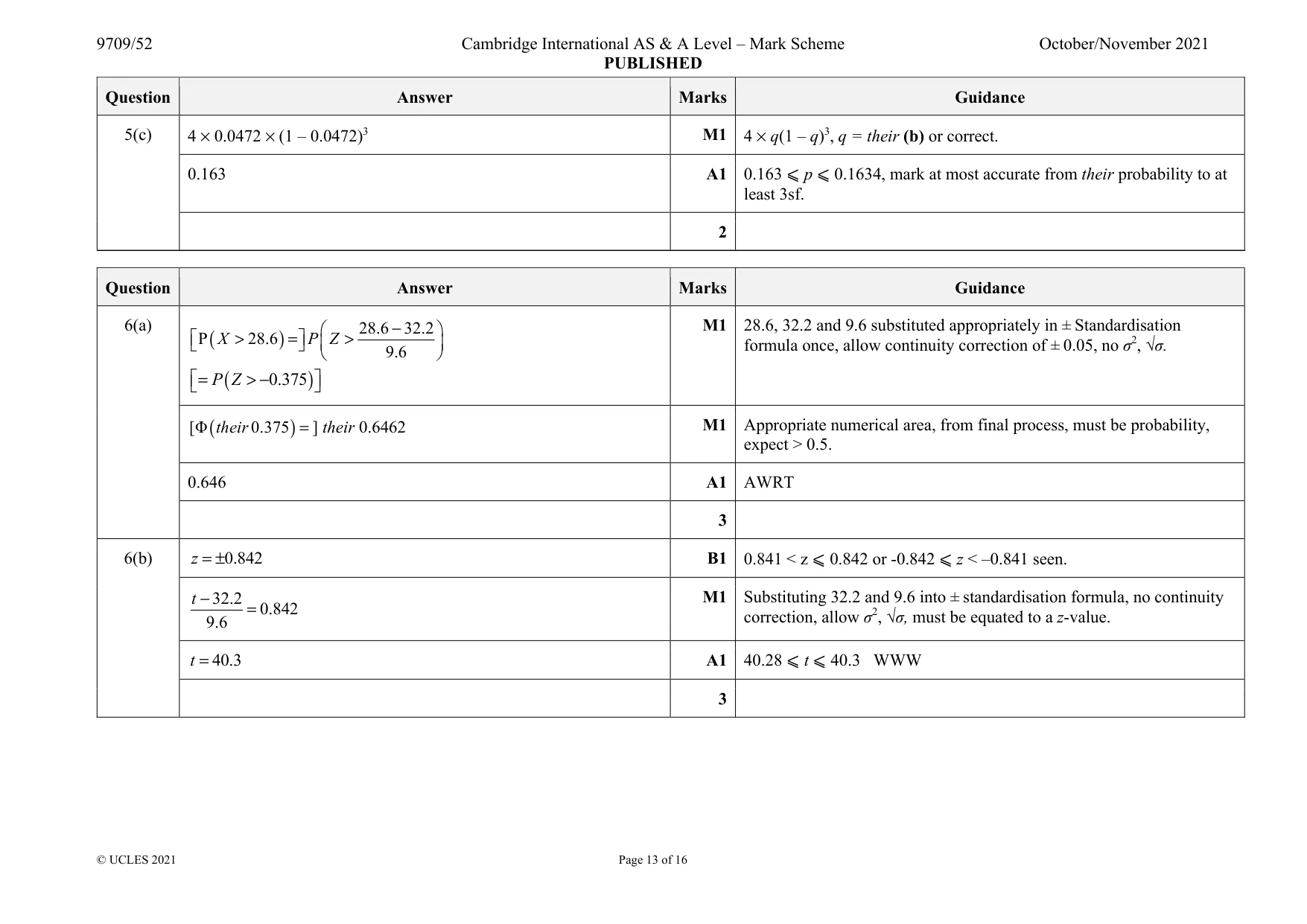 Mark scheme, page 13 of 16