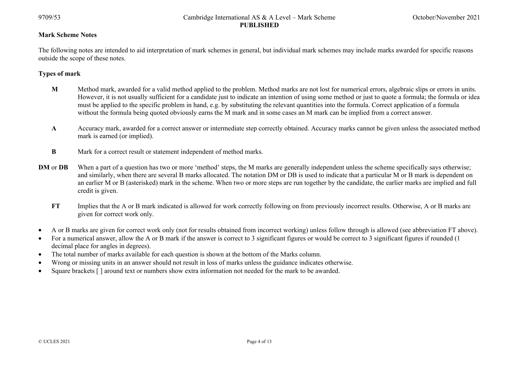 Mark scheme, page 4 of 13
