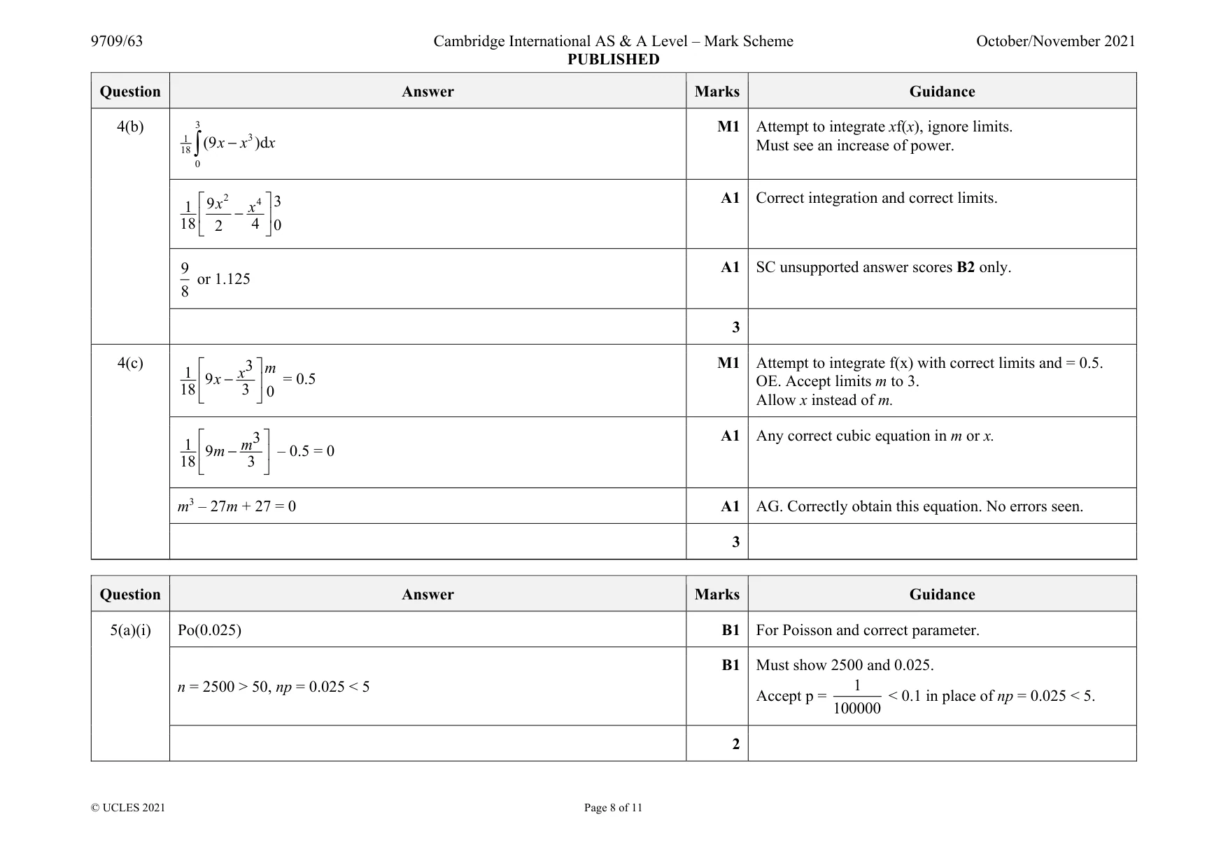Mark scheme, page 8 of 11