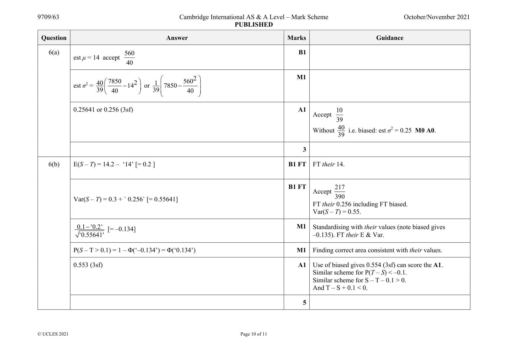 Mark scheme, page 10 of 11