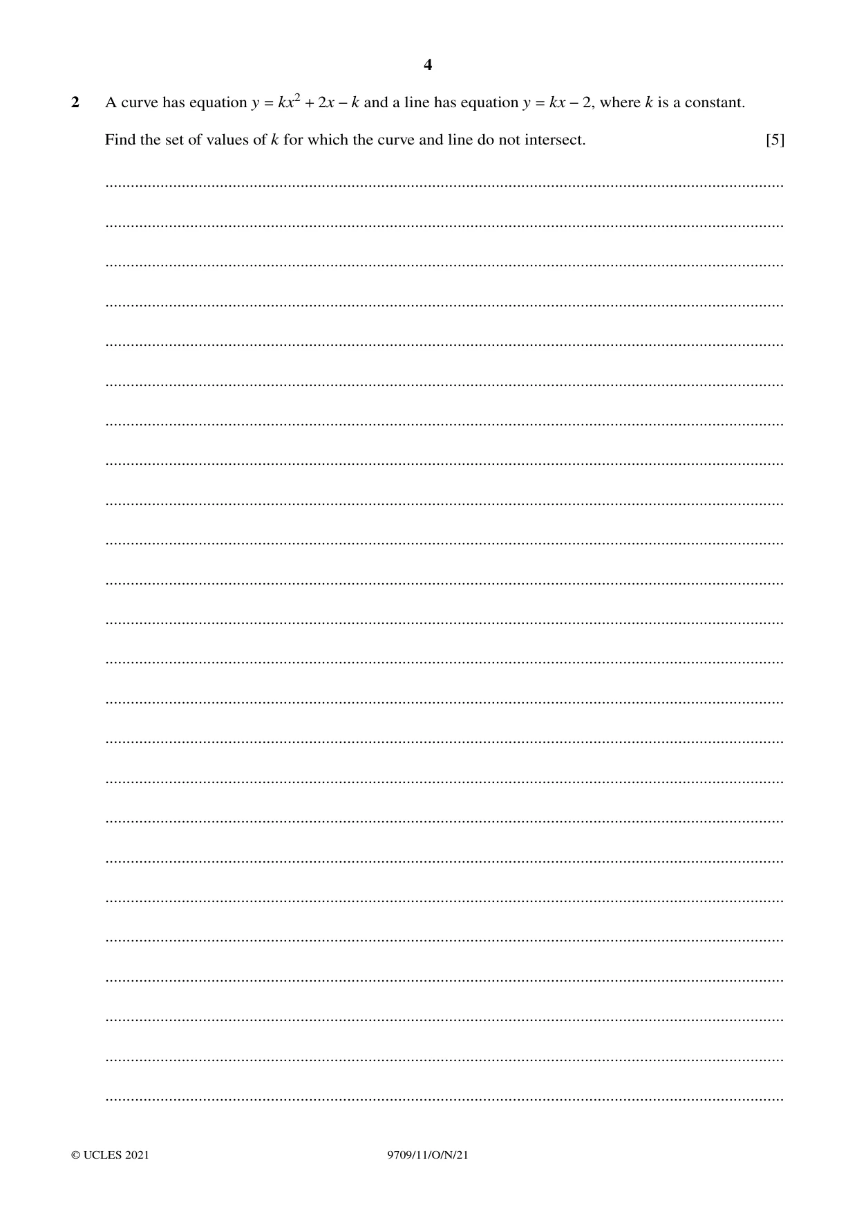 Cambridge A Level Mathematics 9709 2021 Oct/Nov Paper 1 · Variant 1 question paper, page 4 of 20