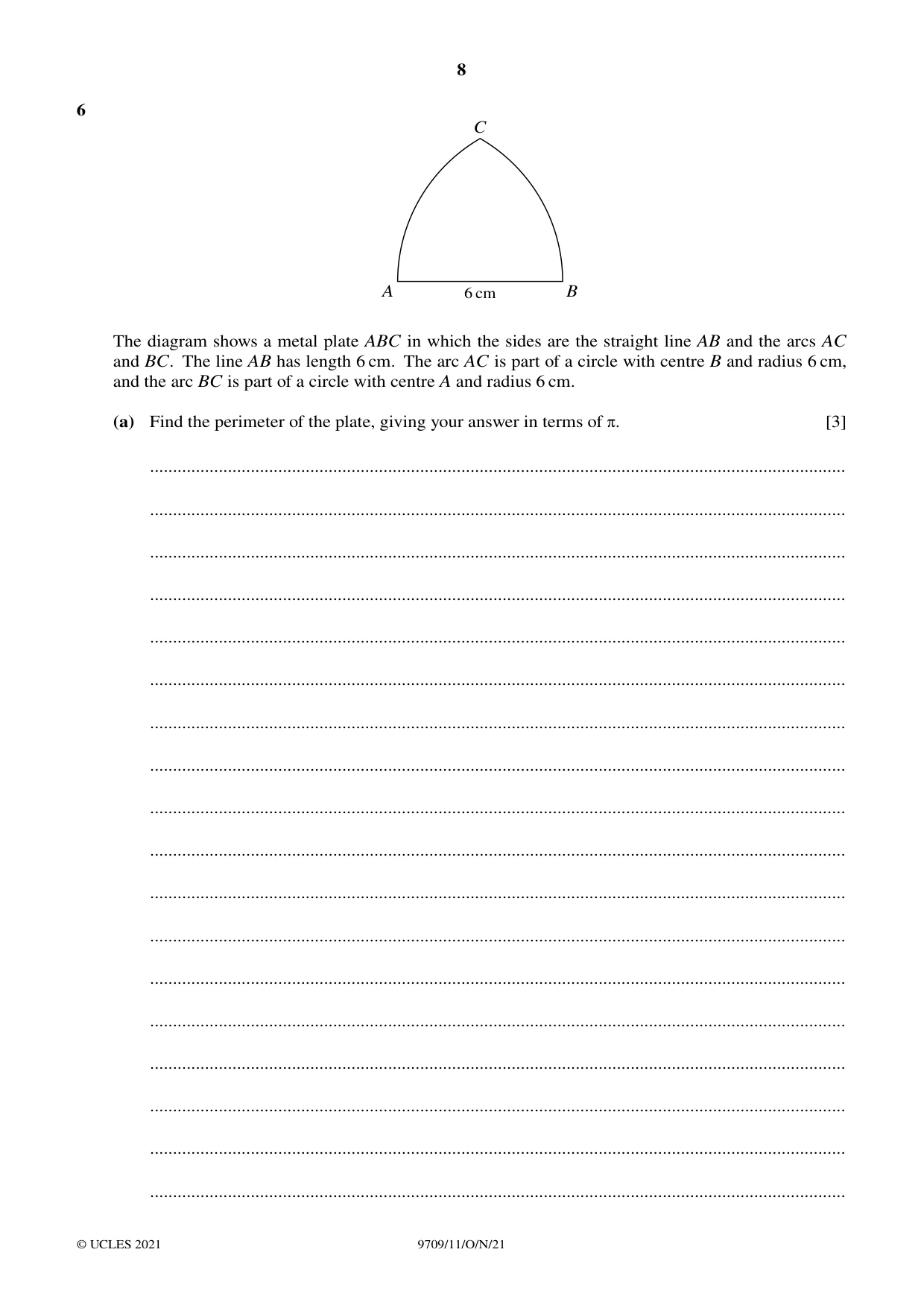Cambridge A Level Mathematics 9709 2021 Oct/Nov Paper 1 · Variant 1 question paper, page 8 of 20