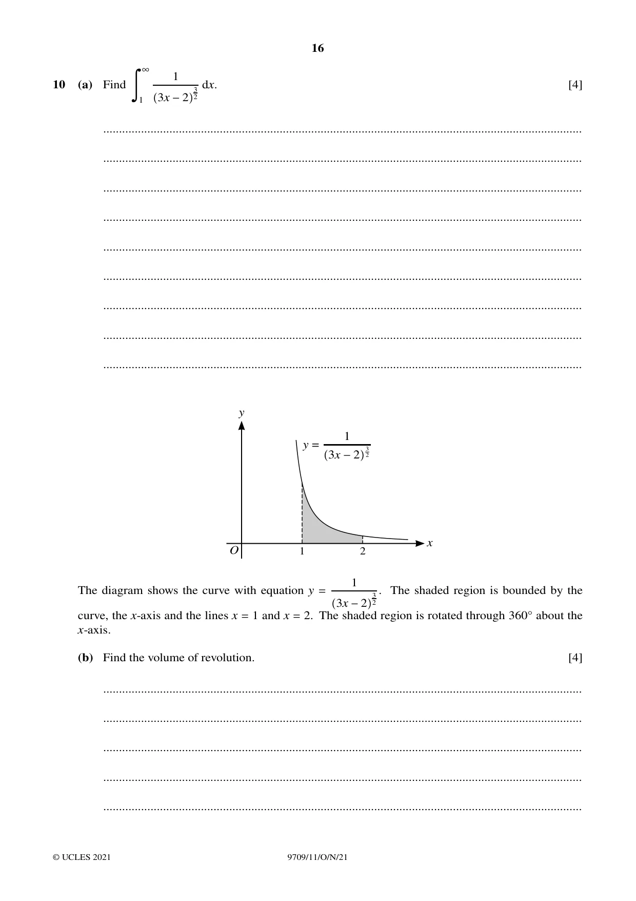 Cambridge A Level Mathematics 9709 2021 Oct/Nov Paper 1 · Variant 1 question paper, page 16 of 20