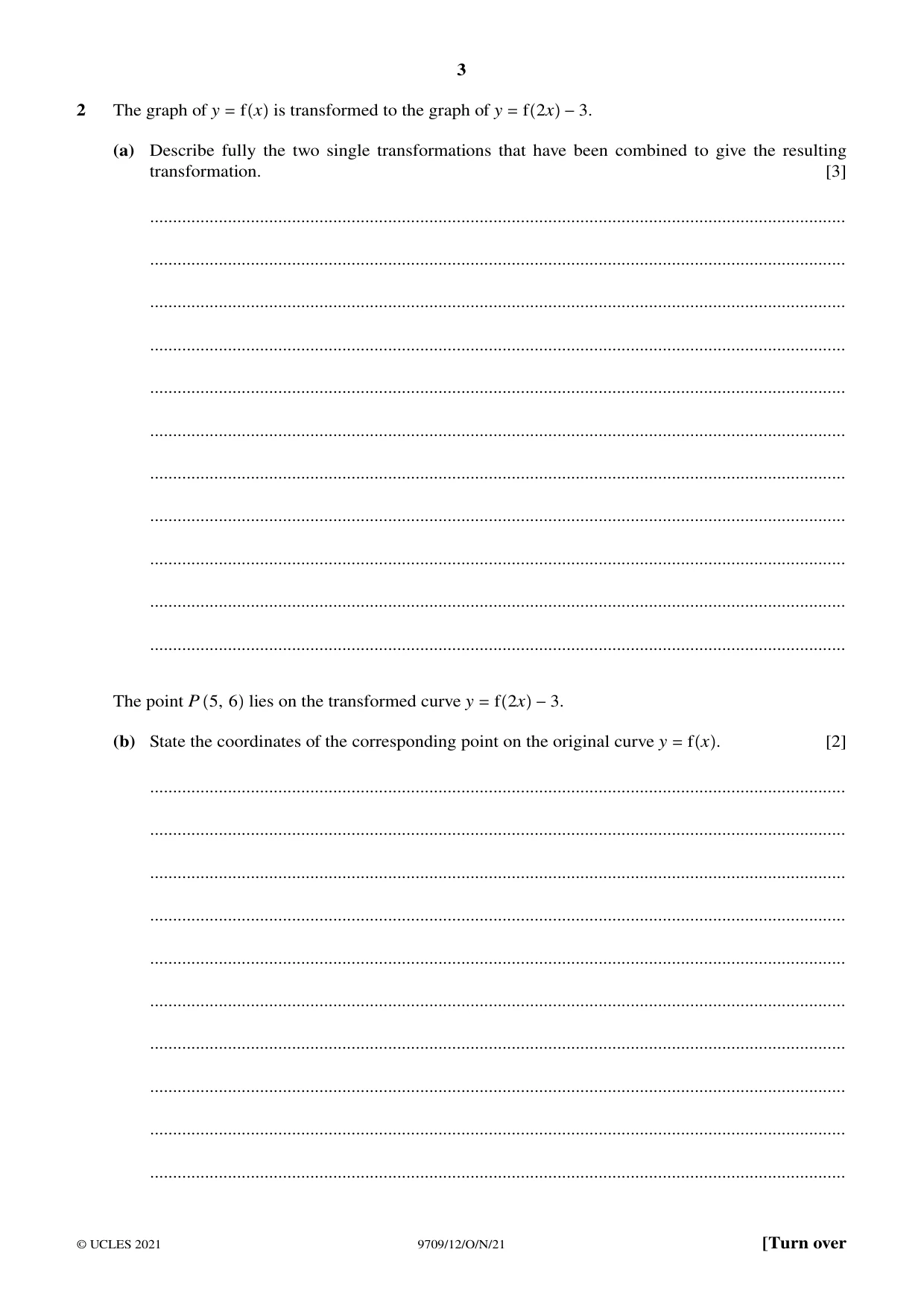 Cambridge A Level Mathematics 9709 2021 Oct/Nov Paper 1 · Variant 2 question paper, page 3 of 20