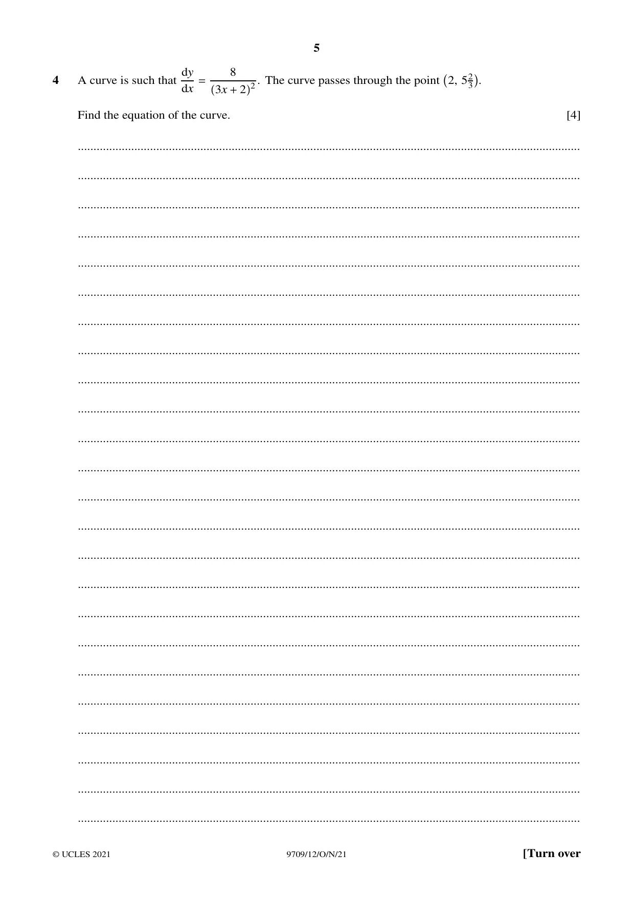 Cambridge A Level Mathematics 9709 2021 Oct/Nov Paper 1 · Variant 2 question paper, page 5 of 20