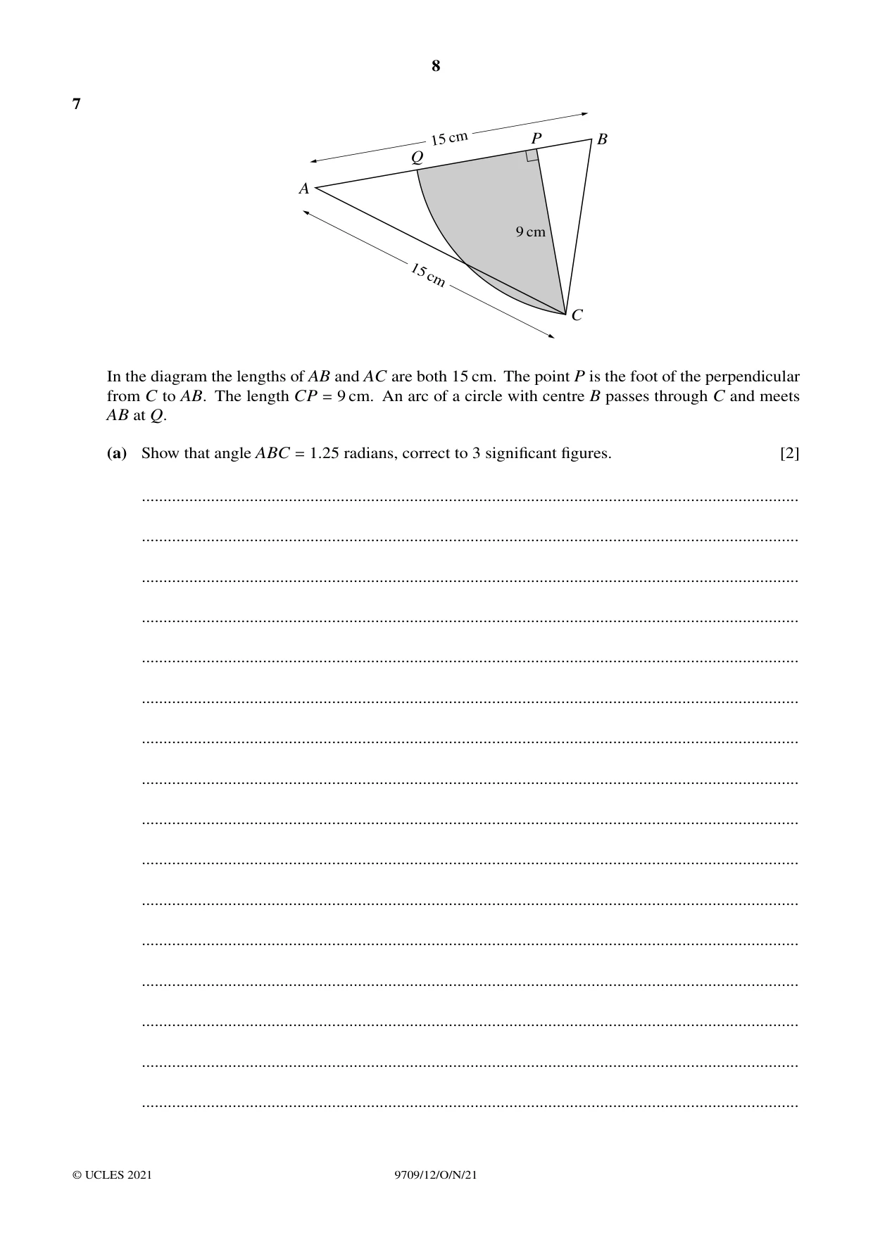 Cambridge A Level Mathematics 9709 2021 Oct/Nov Paper 1 · Variant 2 question paper, page 8 of 20